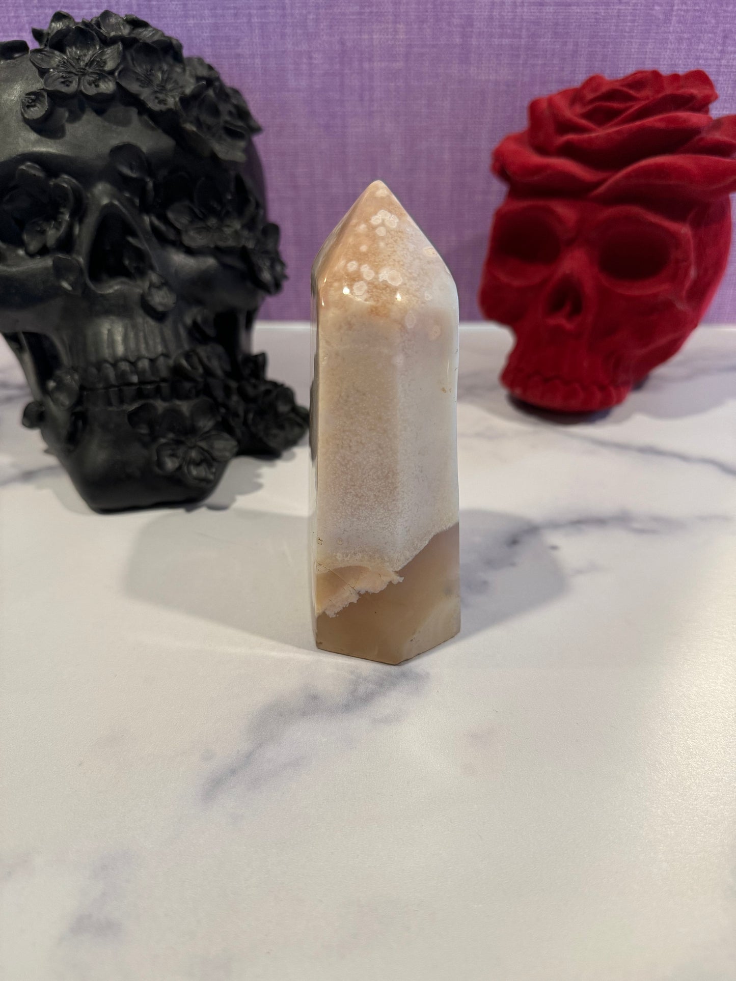 Brazilian Druzy Pink Amethyst & Flower Agate Tower