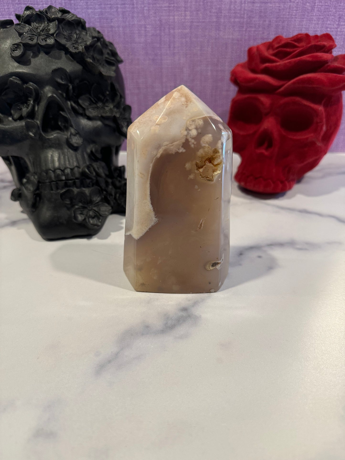 Brazilian Druzy Pink Amethyst & Flower Agate Tower