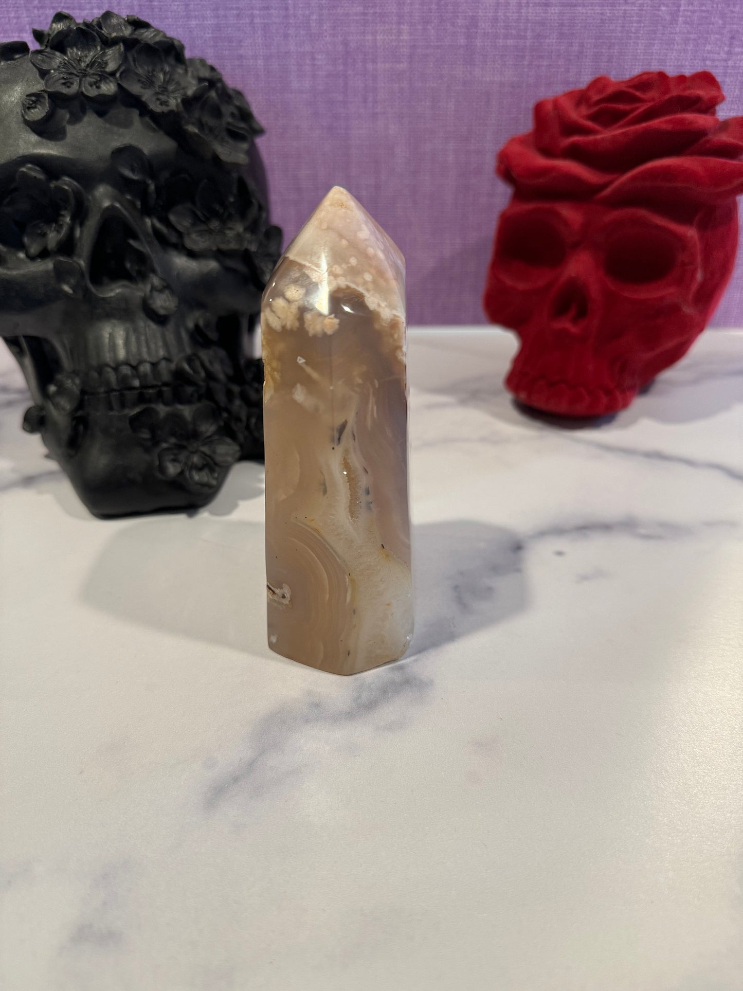 Brazilian Druzy Pink Amethyst & Flower Agate Tower