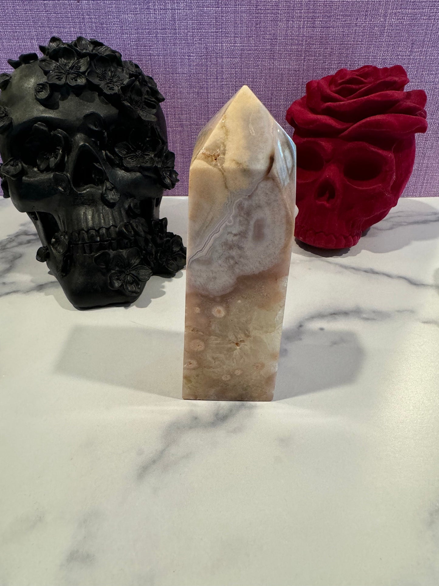 Druzy Pink Amethyst & Flower Agate Tower