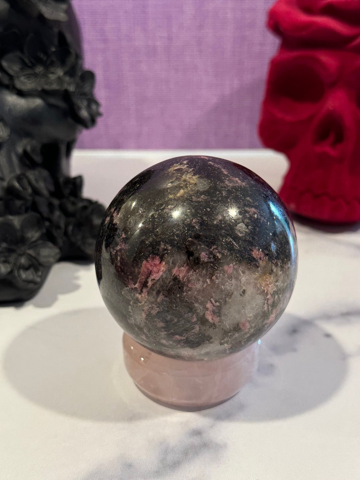 Madagascar Sunset Rhodonite Sphere (72MM)