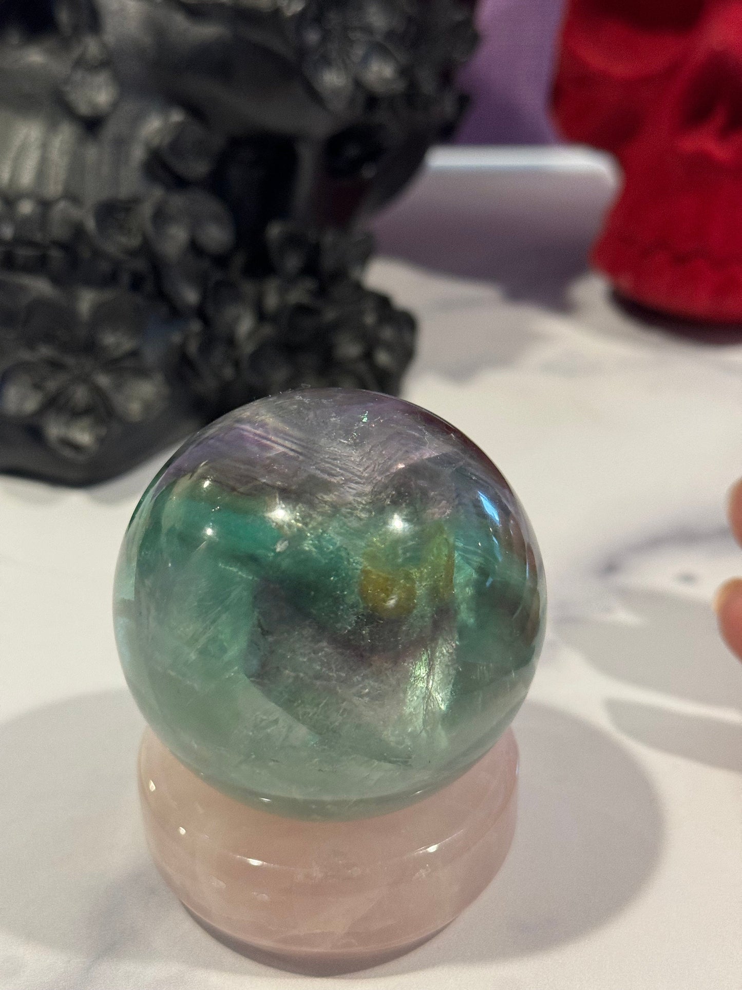 Green & Purple Fluorite Sphere (56MM)