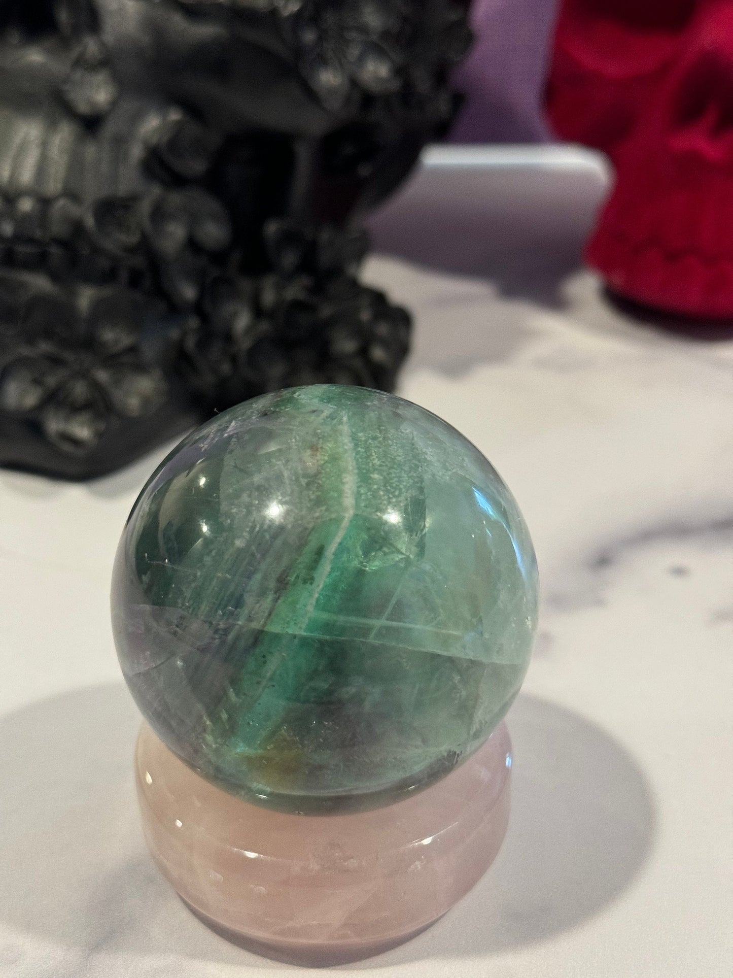 Green & Purple Fluorite Sphere (56MM)