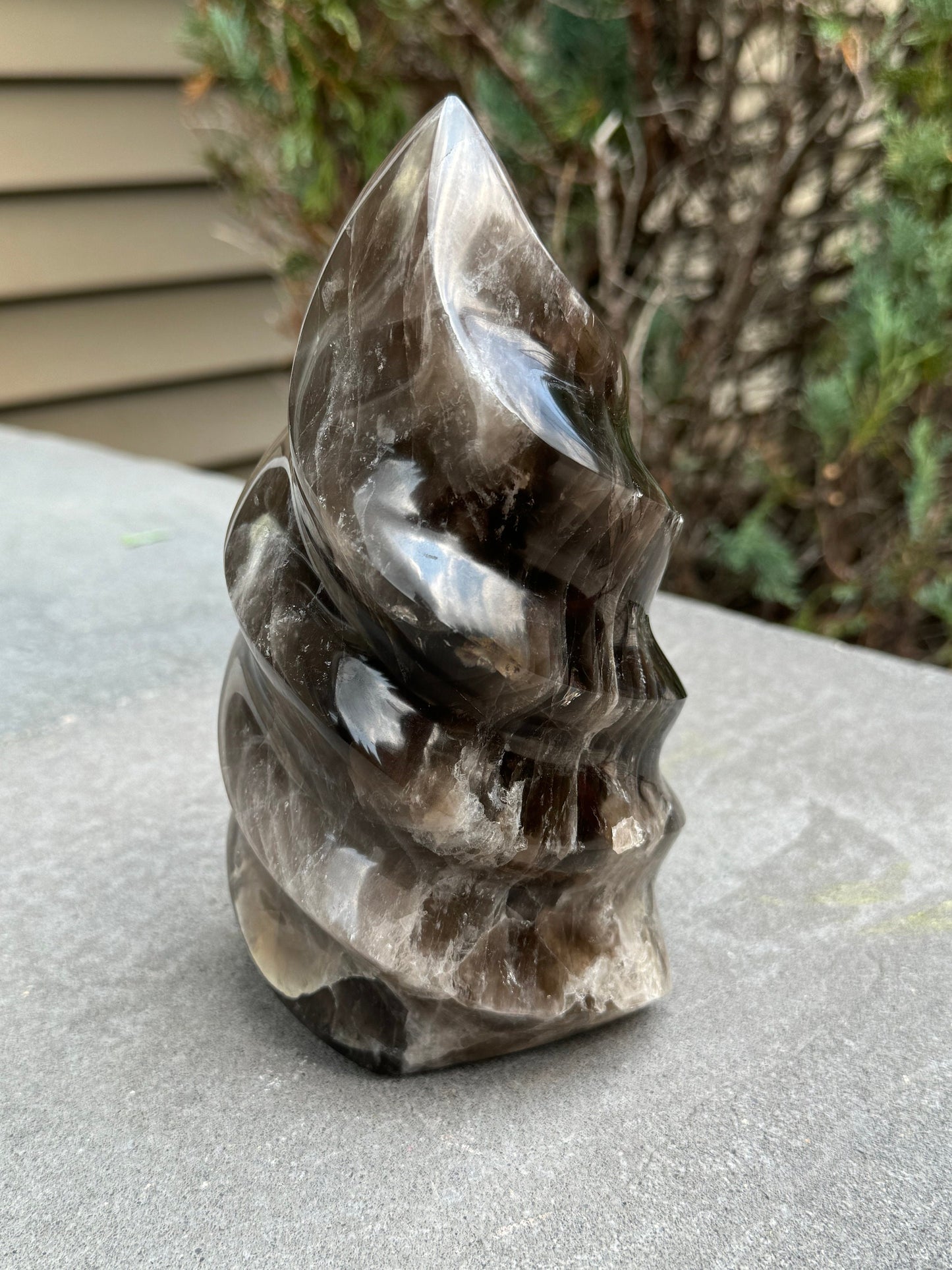 XL Dark Smoky Quartz Crystal Flame (4.11lbs)