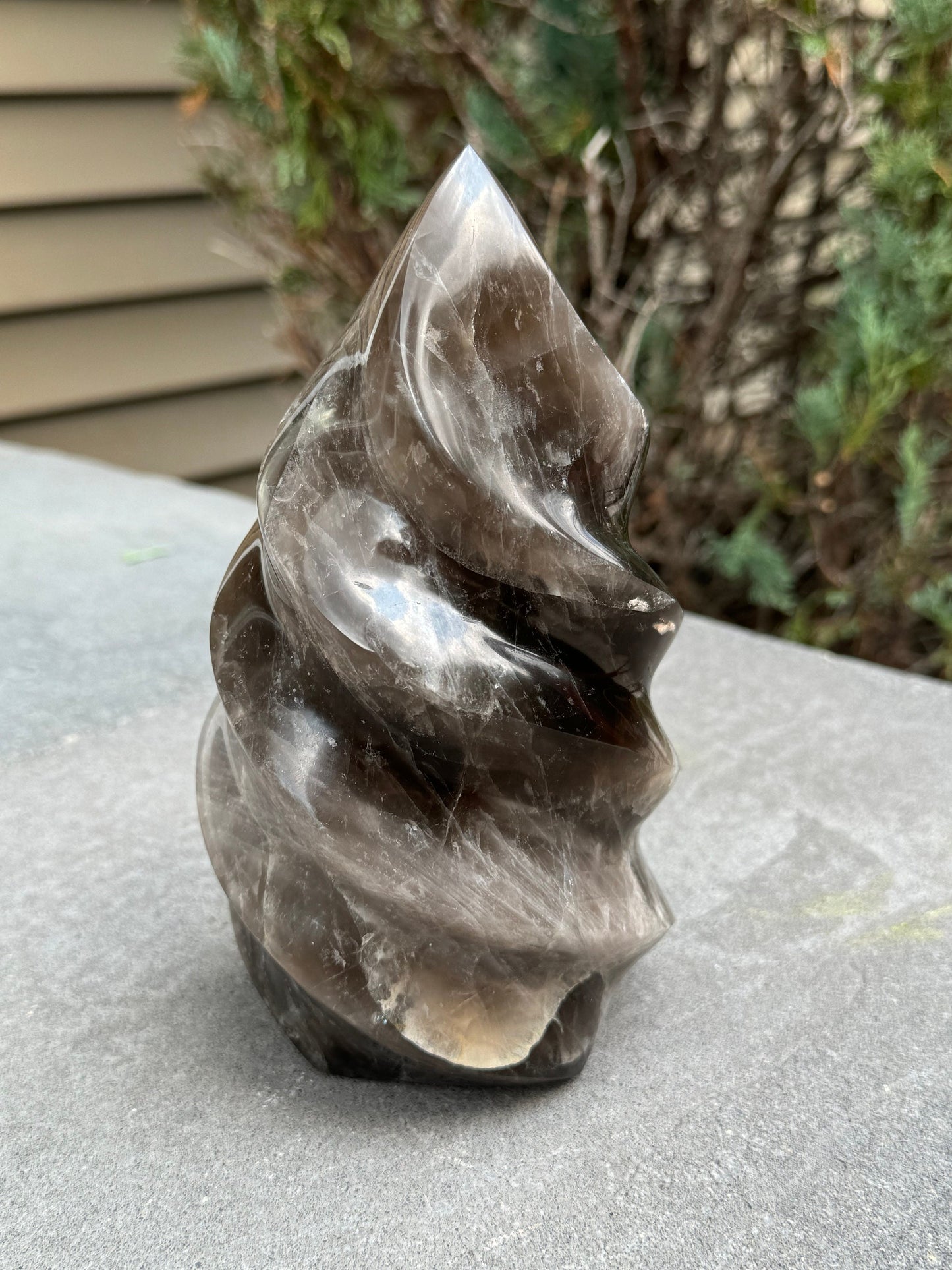 XL Dark Smoky Quartz Crystal Flame (4.11lbs)