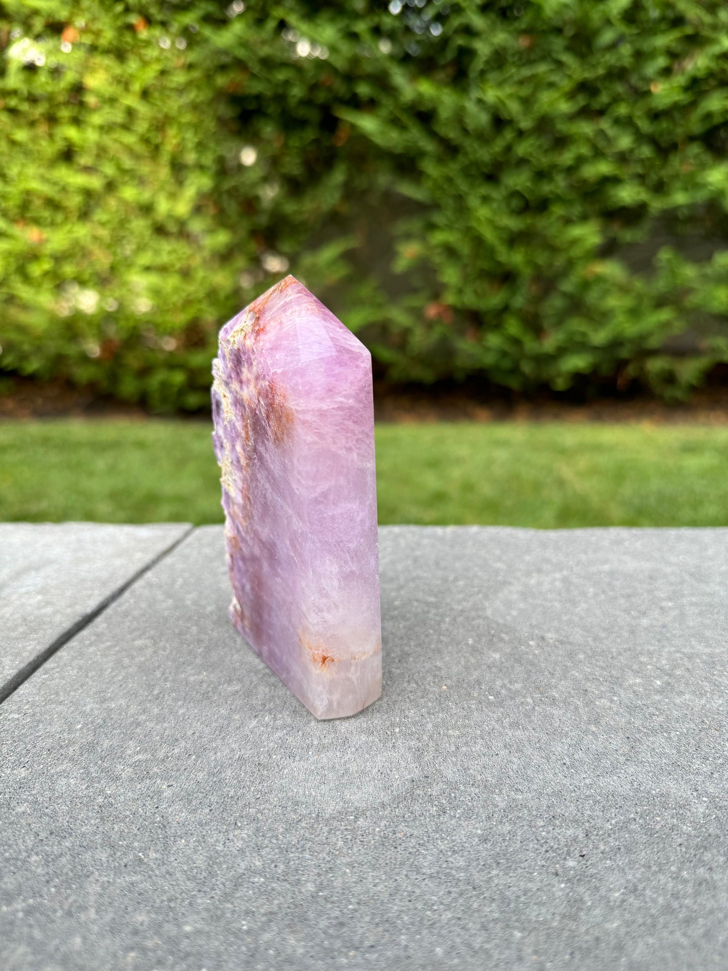 Half Raw & Half Polished Purple & Pink Fluorite Tower