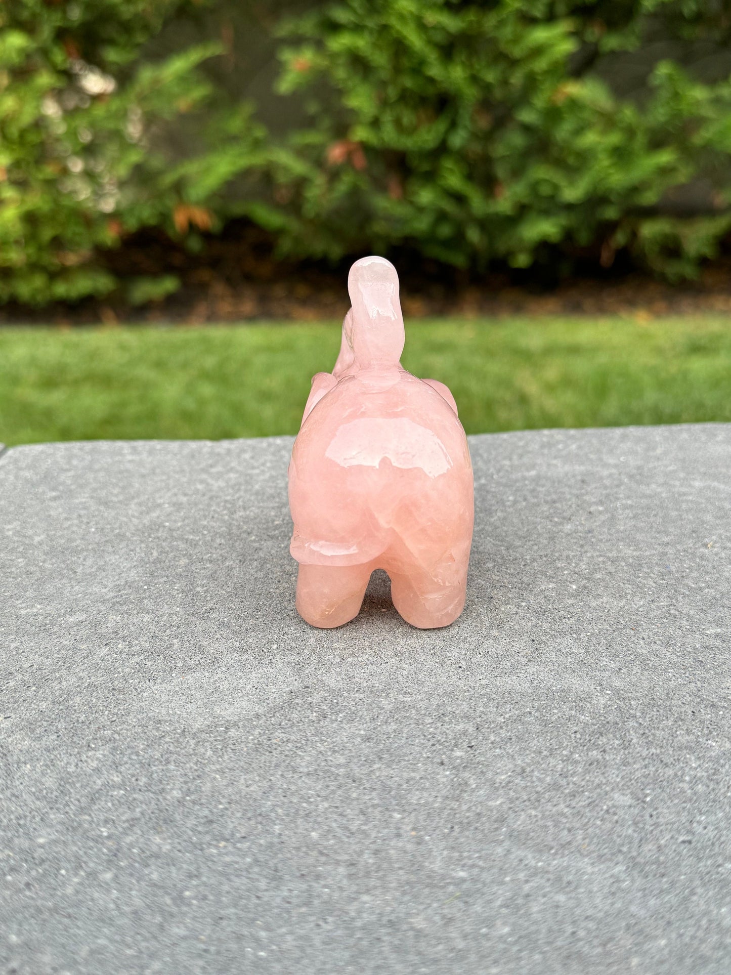 Rose Quartz Elephant Carving
