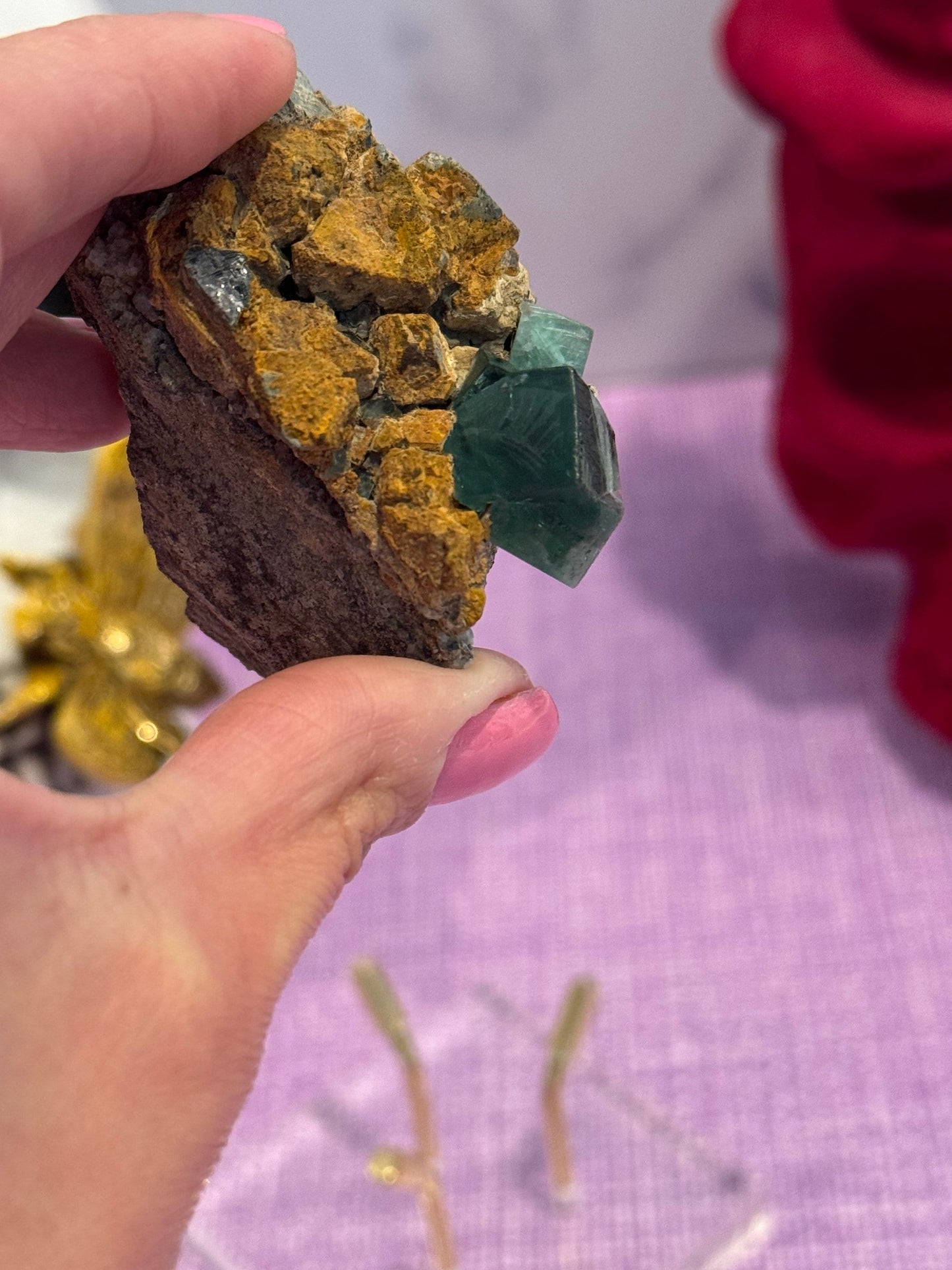 Green & Purple Fluorite Cubic Specimen (Diana Maria Mine, UK)