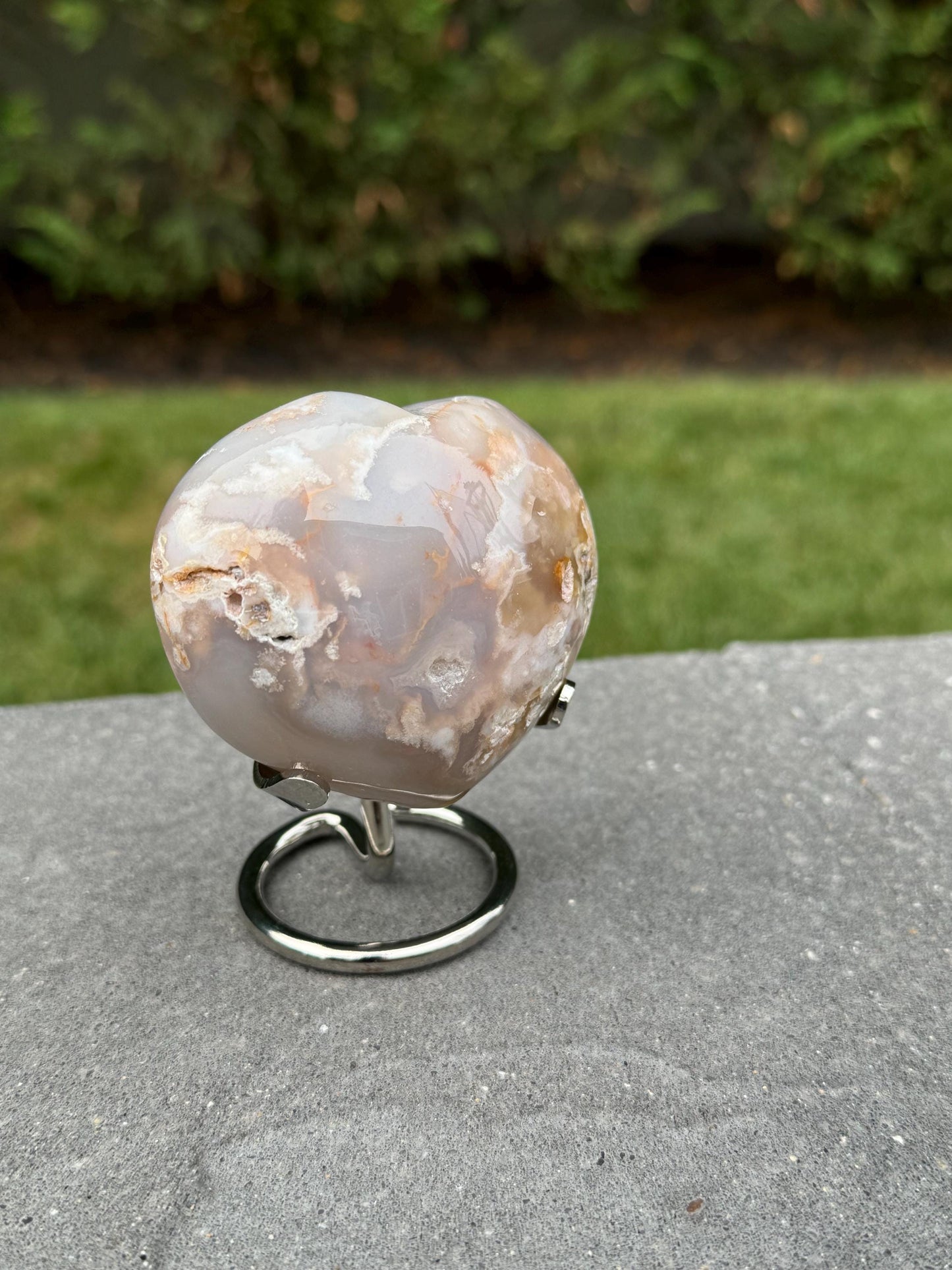 Druzy Flower Agate Heart Carving