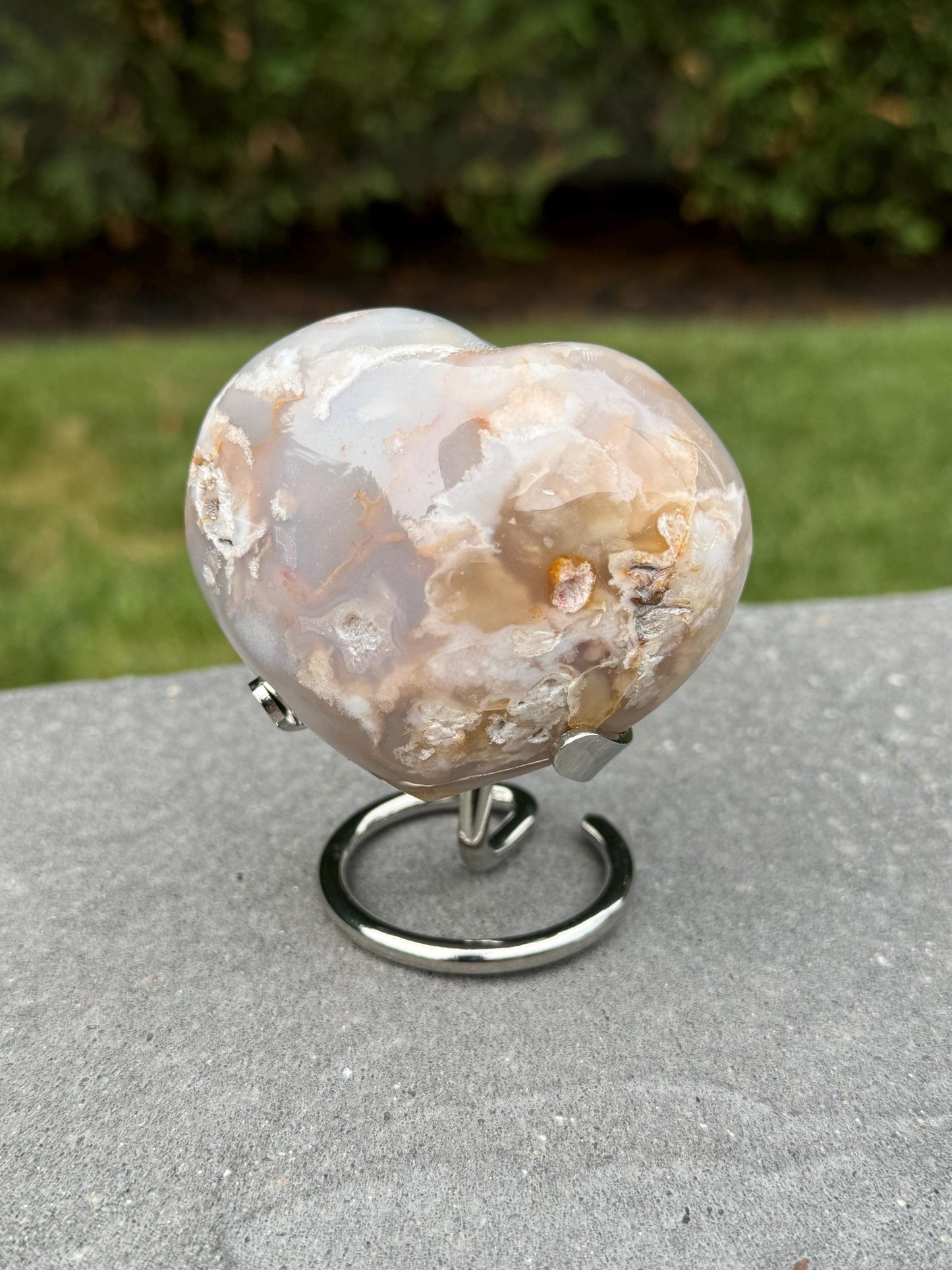 Druzy Flower Agate Heart Carving