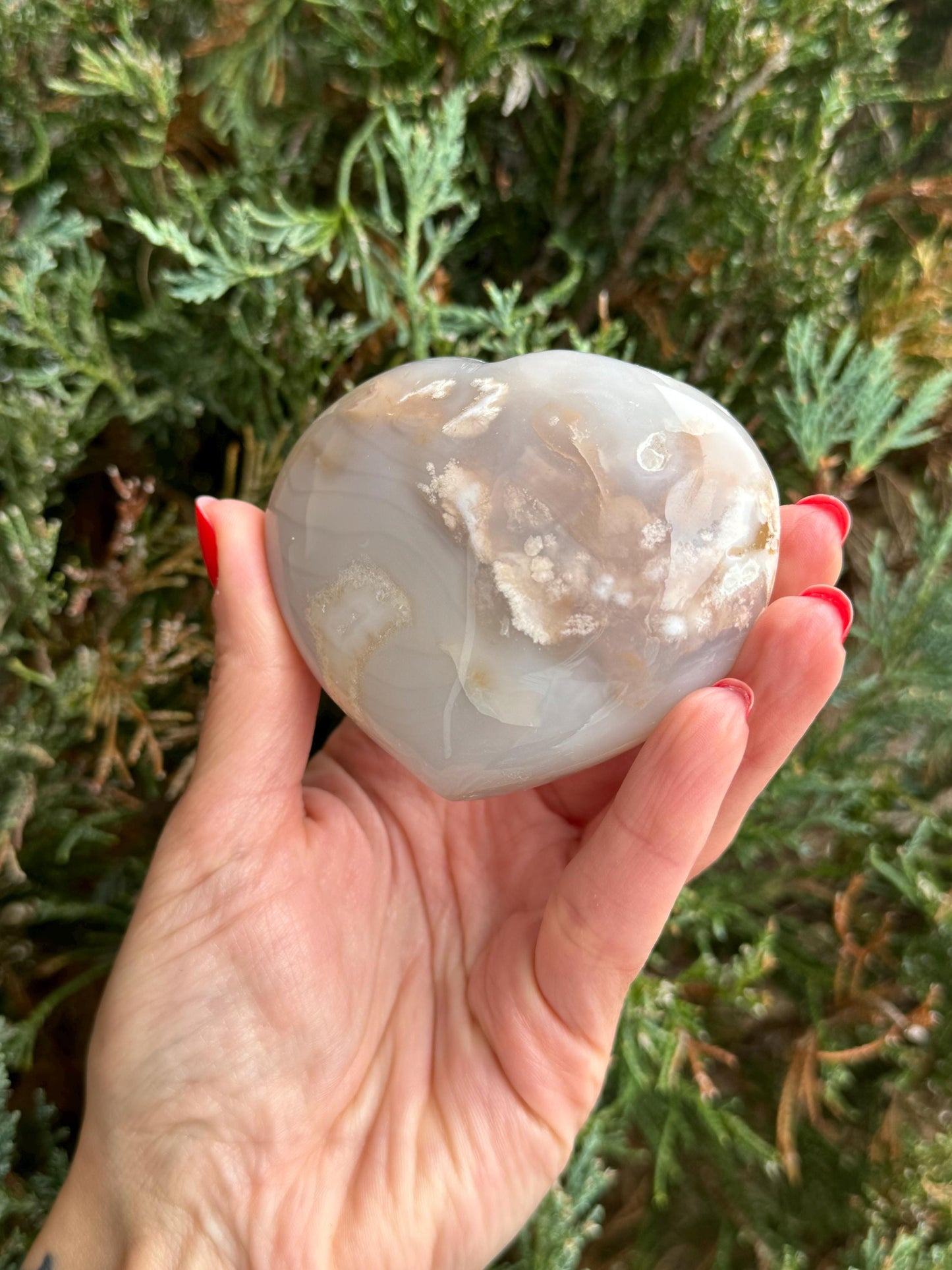Druzy Flower Agate Heart Carving