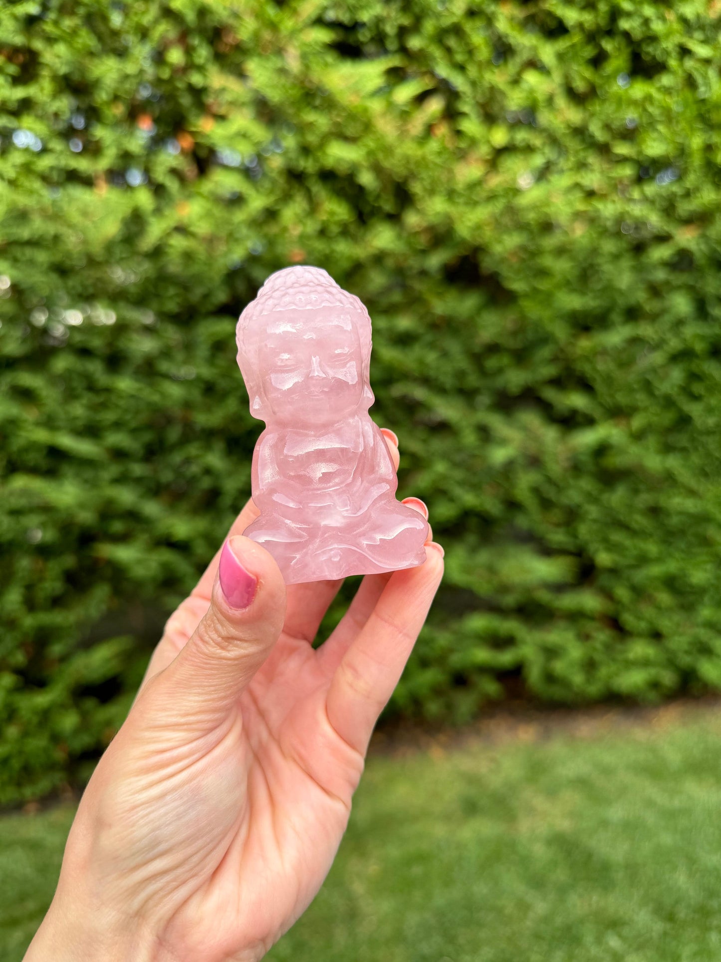 Rose Quartz Buddha Carving