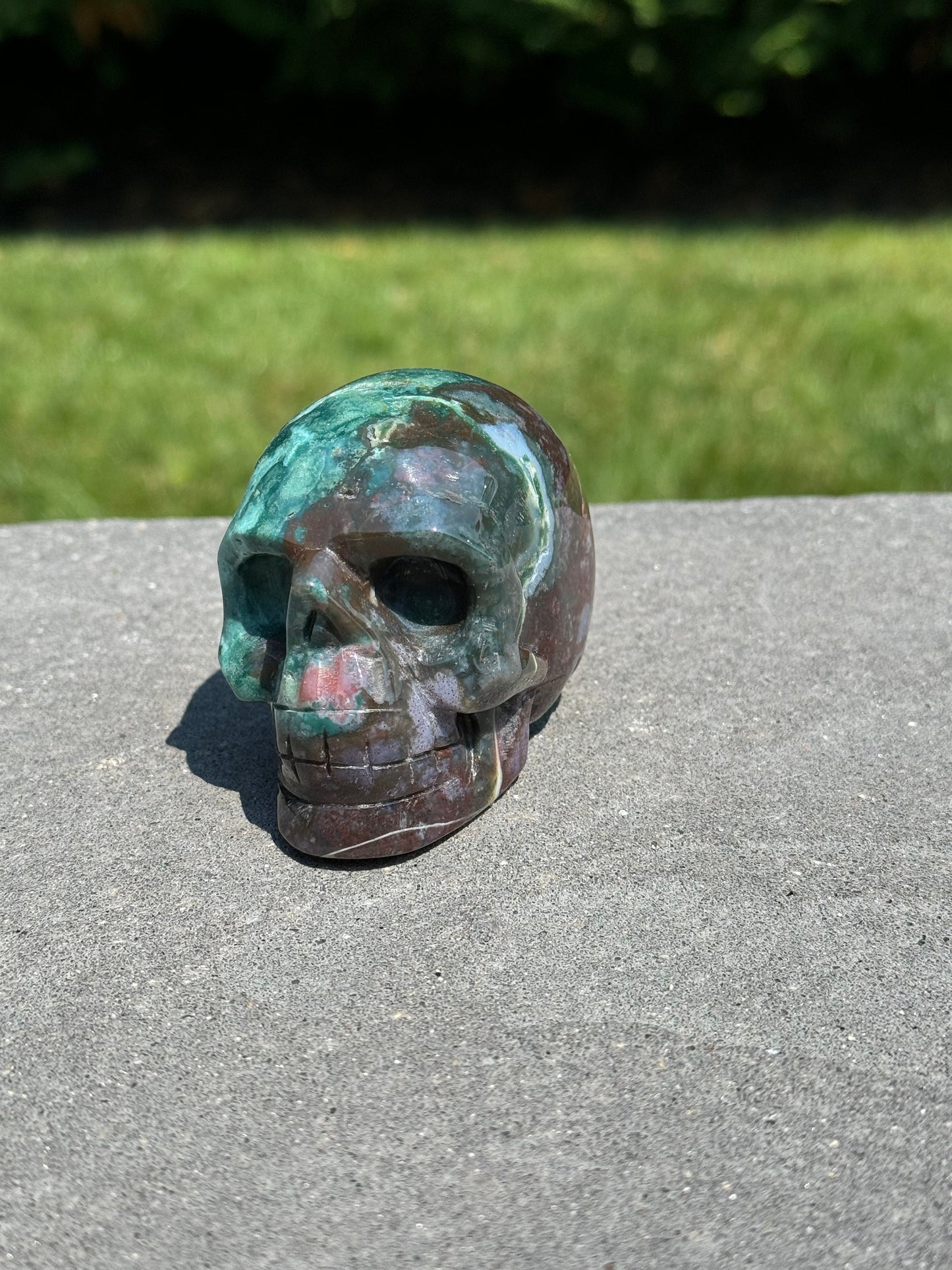 Ocean Jasper Skull Carving (2.9")