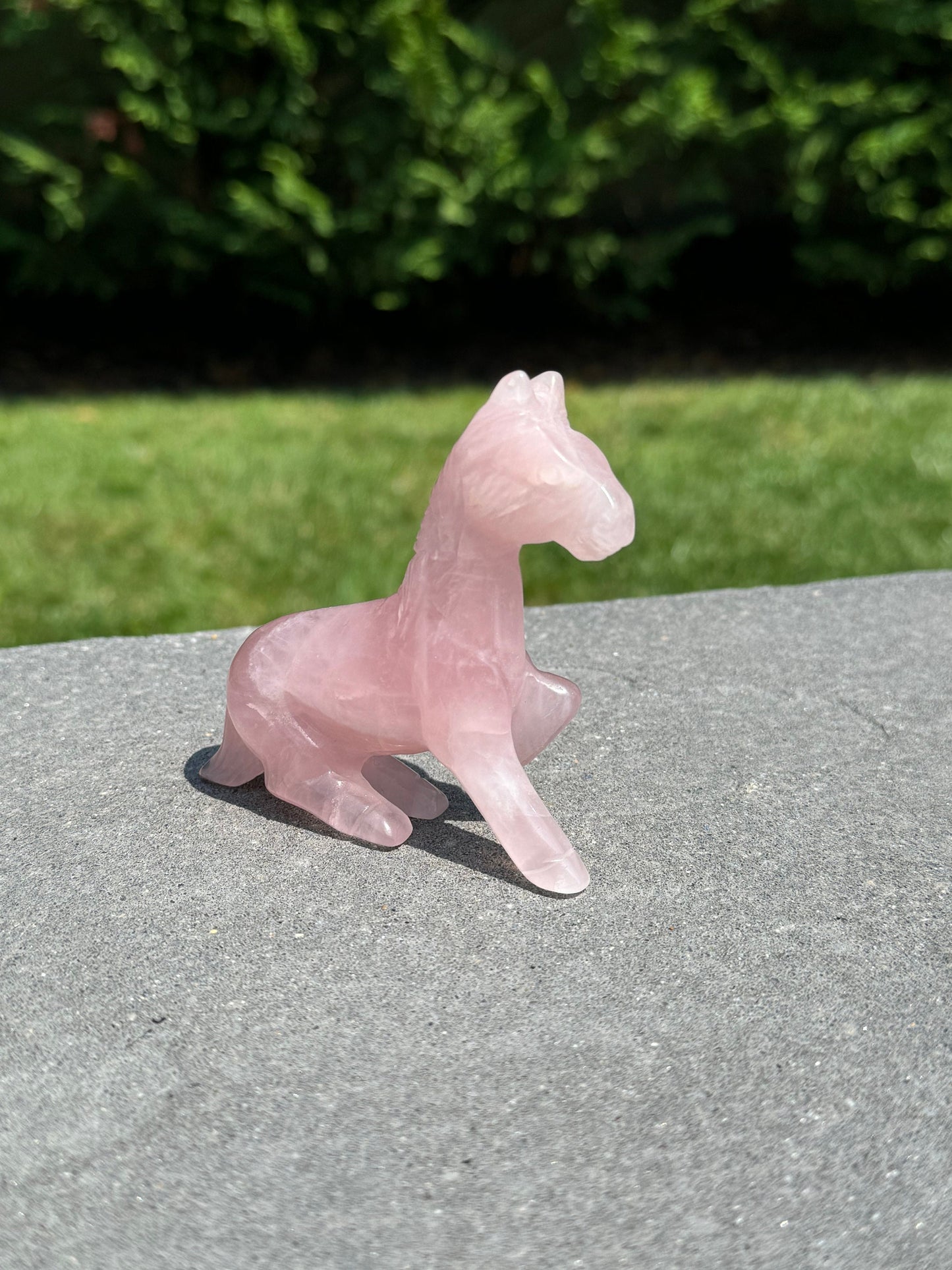Rose Quartz Horse Carving