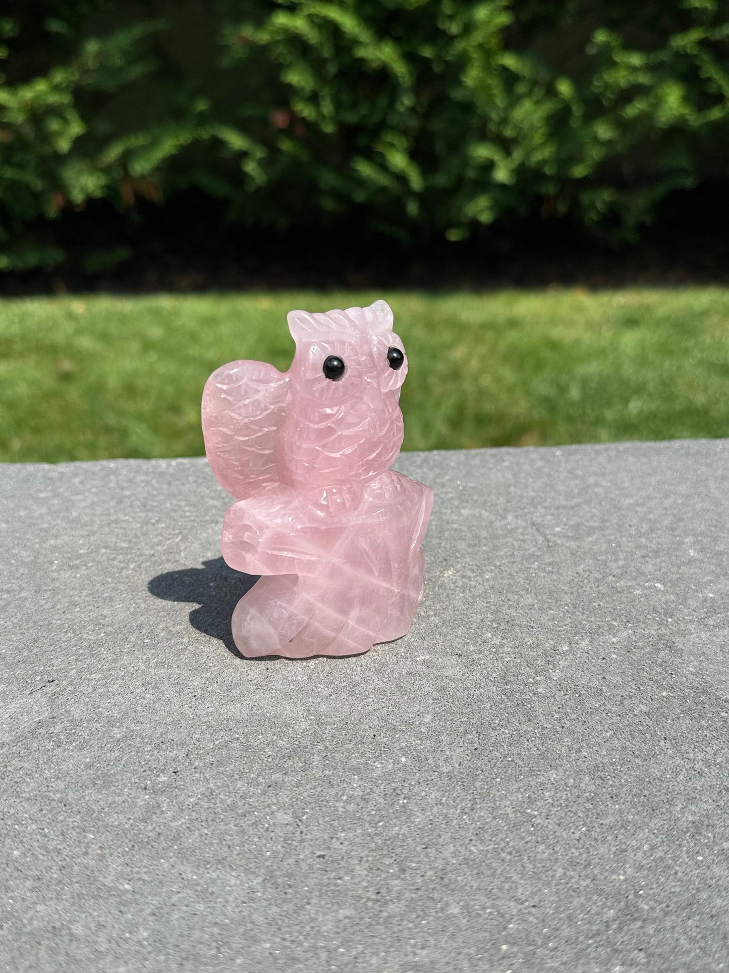 Rose Quartz Owl Carving