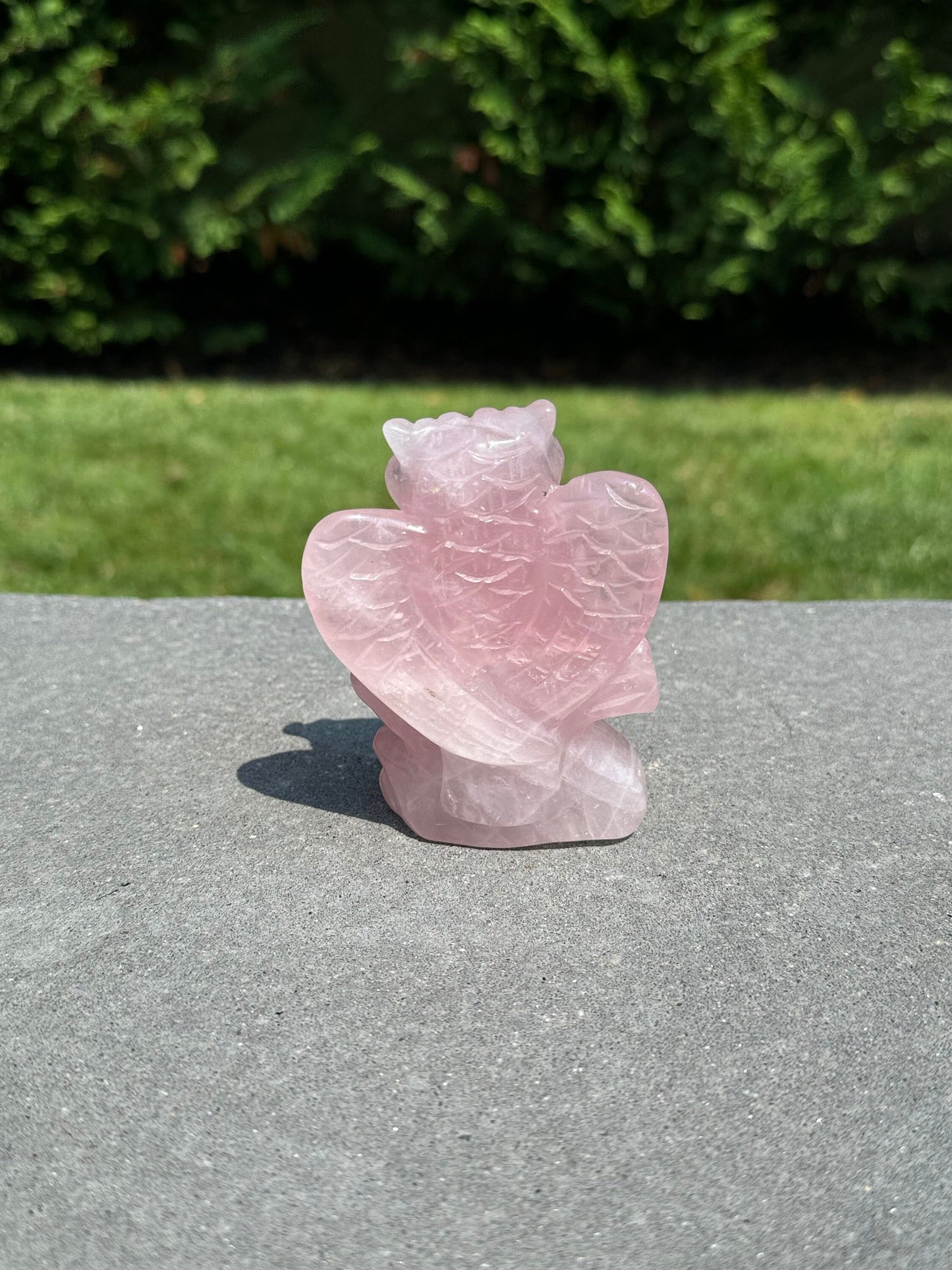 Rose Quartz Owl Carving