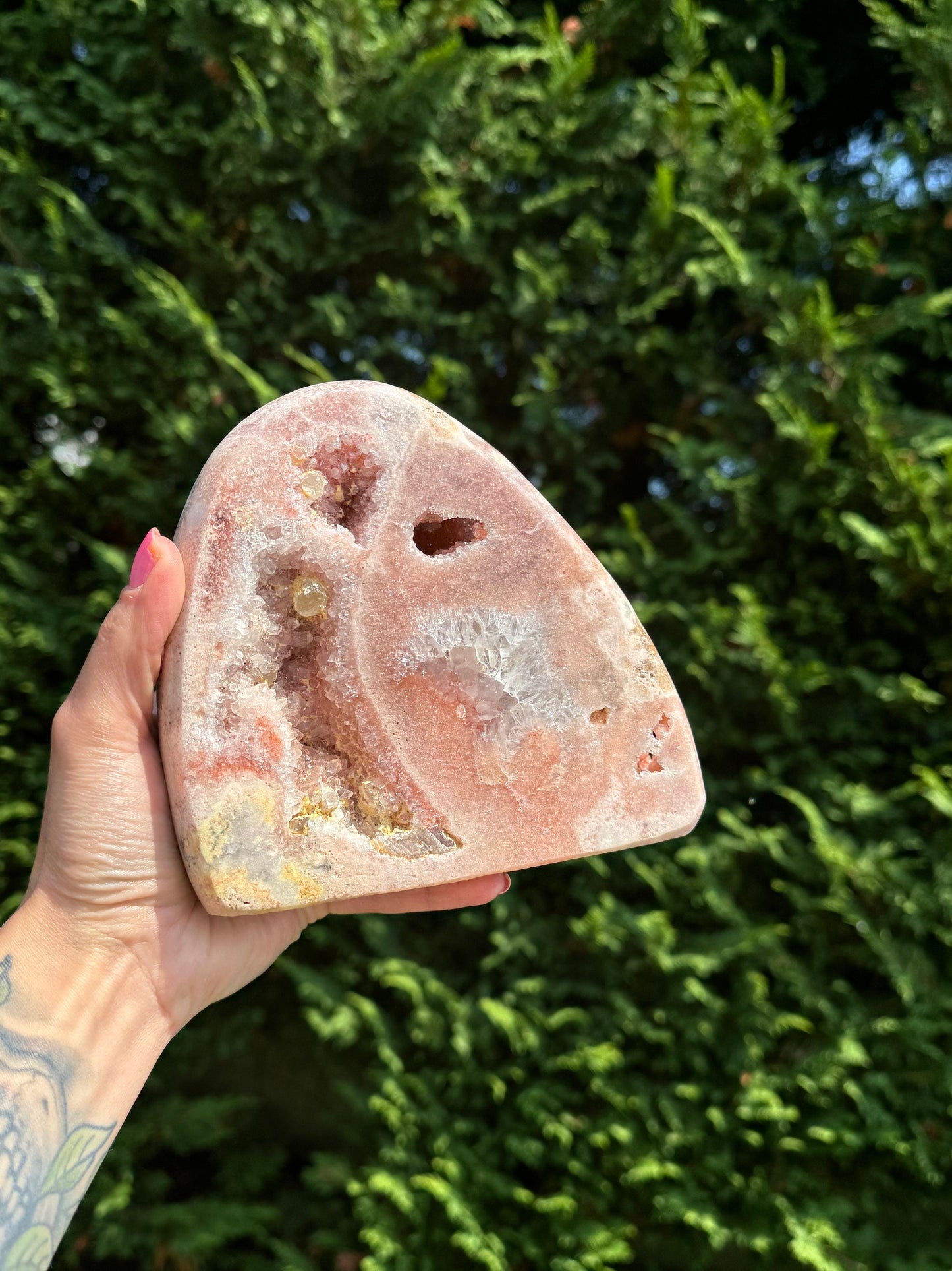 Druzy Pink Amethyst Freeform w/ Calcite