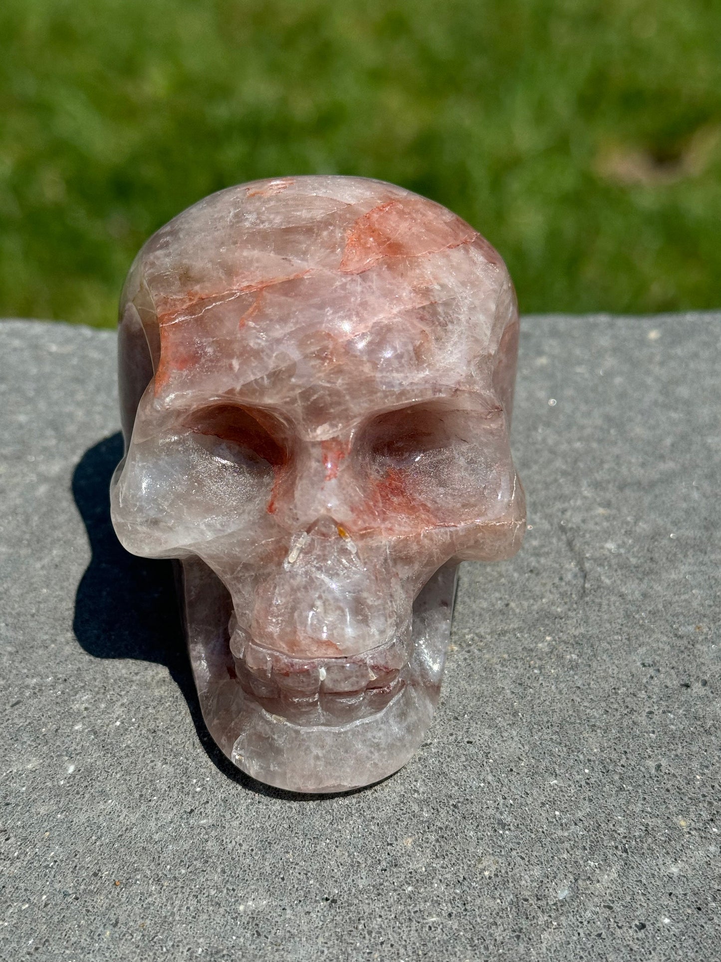 Fire Quartz Skull Carving (3.42")