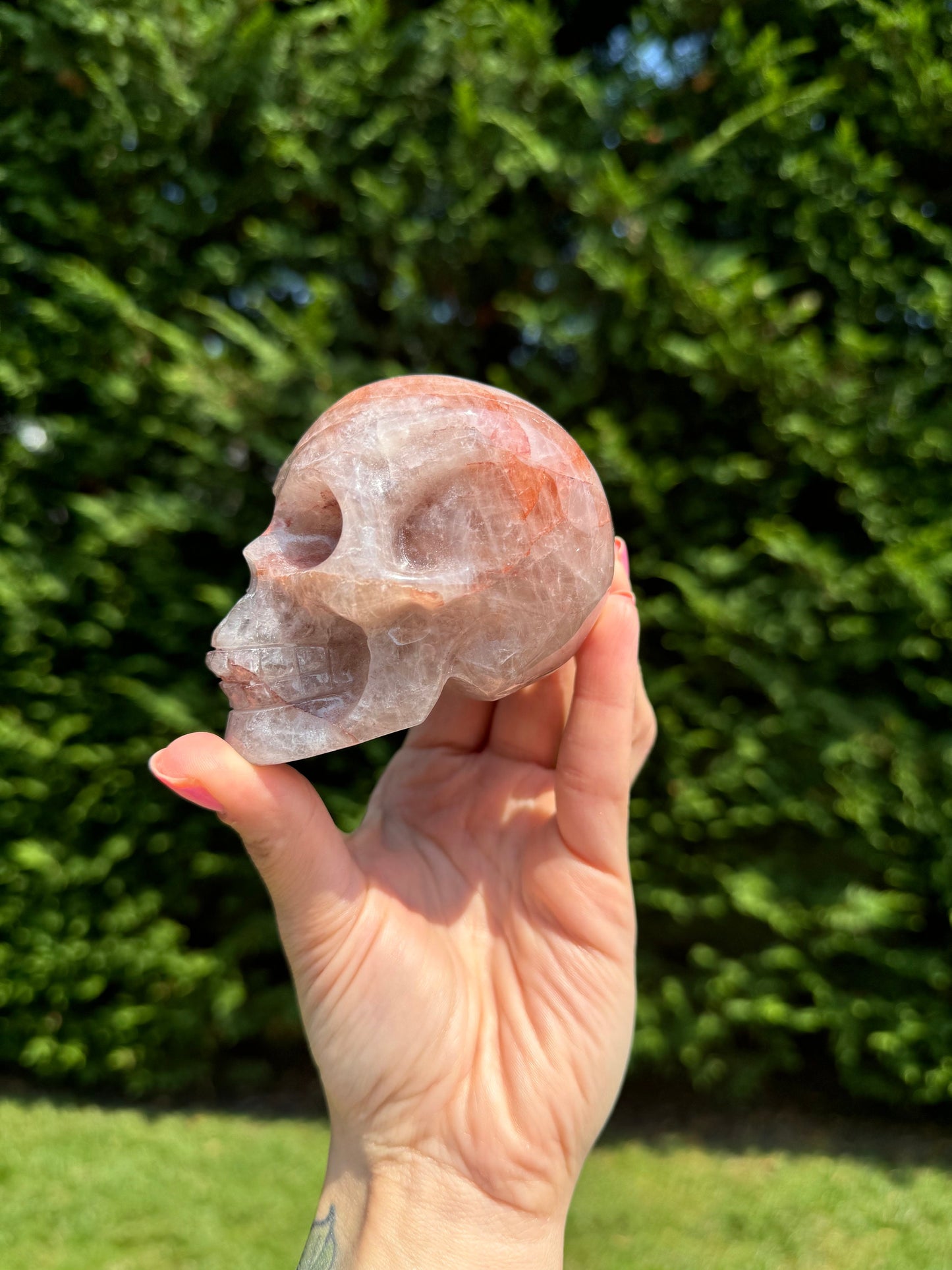 Fire Quartz Skull Carving (3.42")