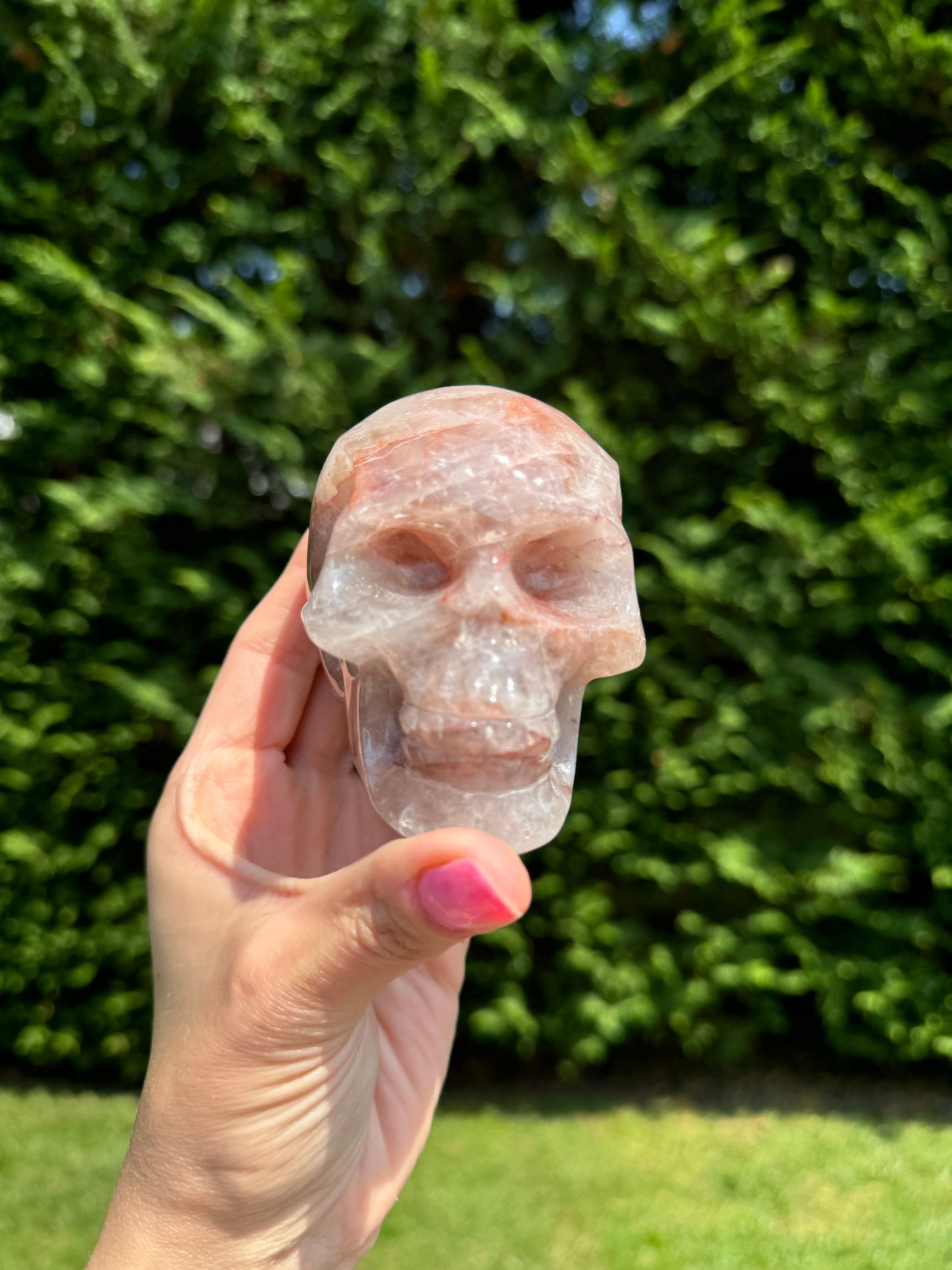 Fire Quartz Skull Carving (3.42")