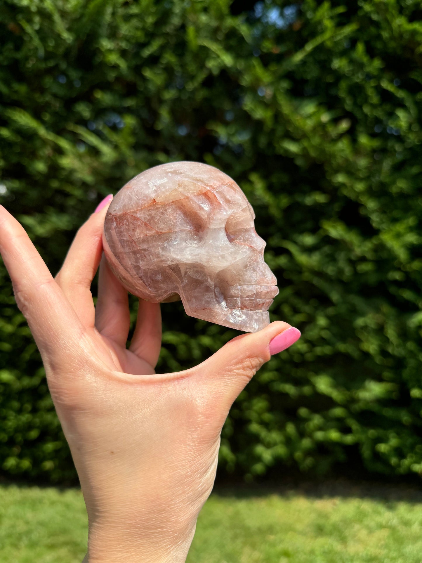 Fire Quartz Skull Carving (3.42")