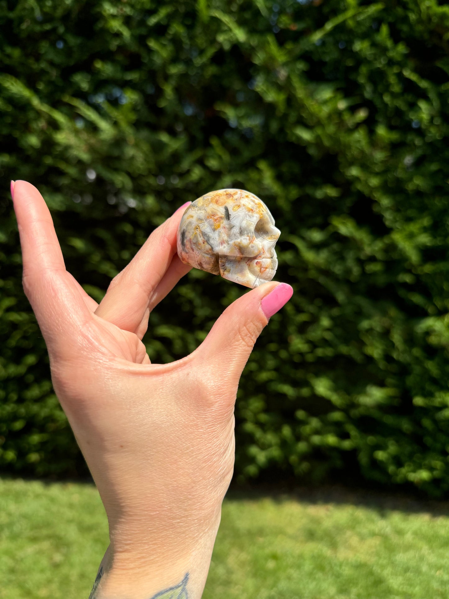 Druzy Crazy Lace Agate Skull