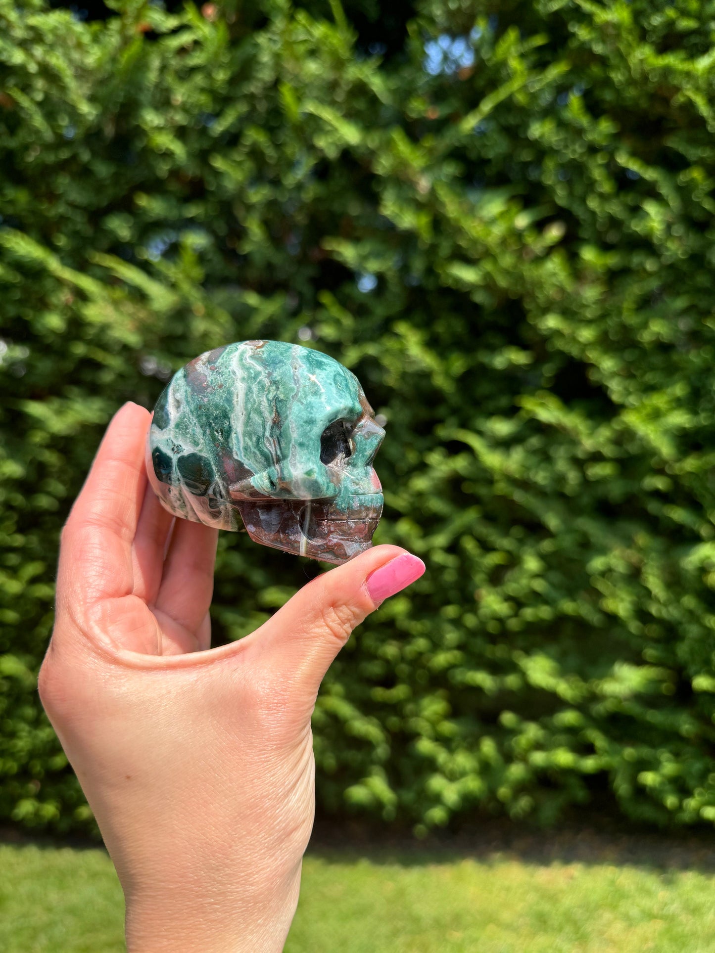 Ocean Jasper Skull Carving (2.9")