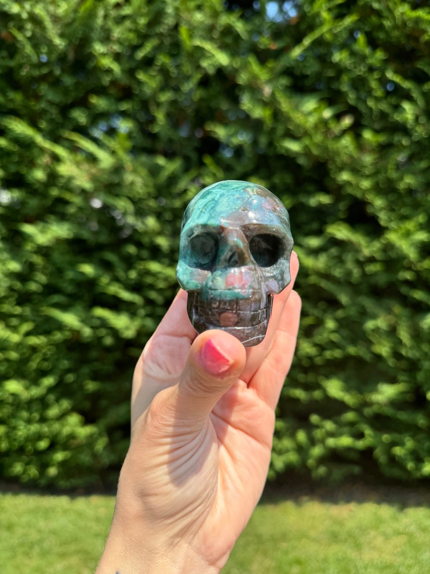 Ocean Jasper Skull Carving (2.9")
