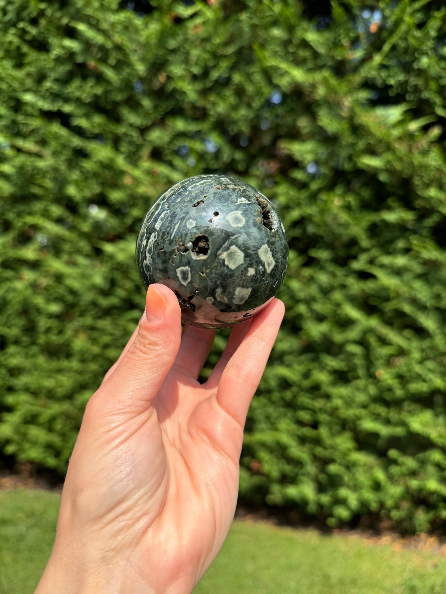 Black Druzy Ocean Jasper Sphere (69MM)