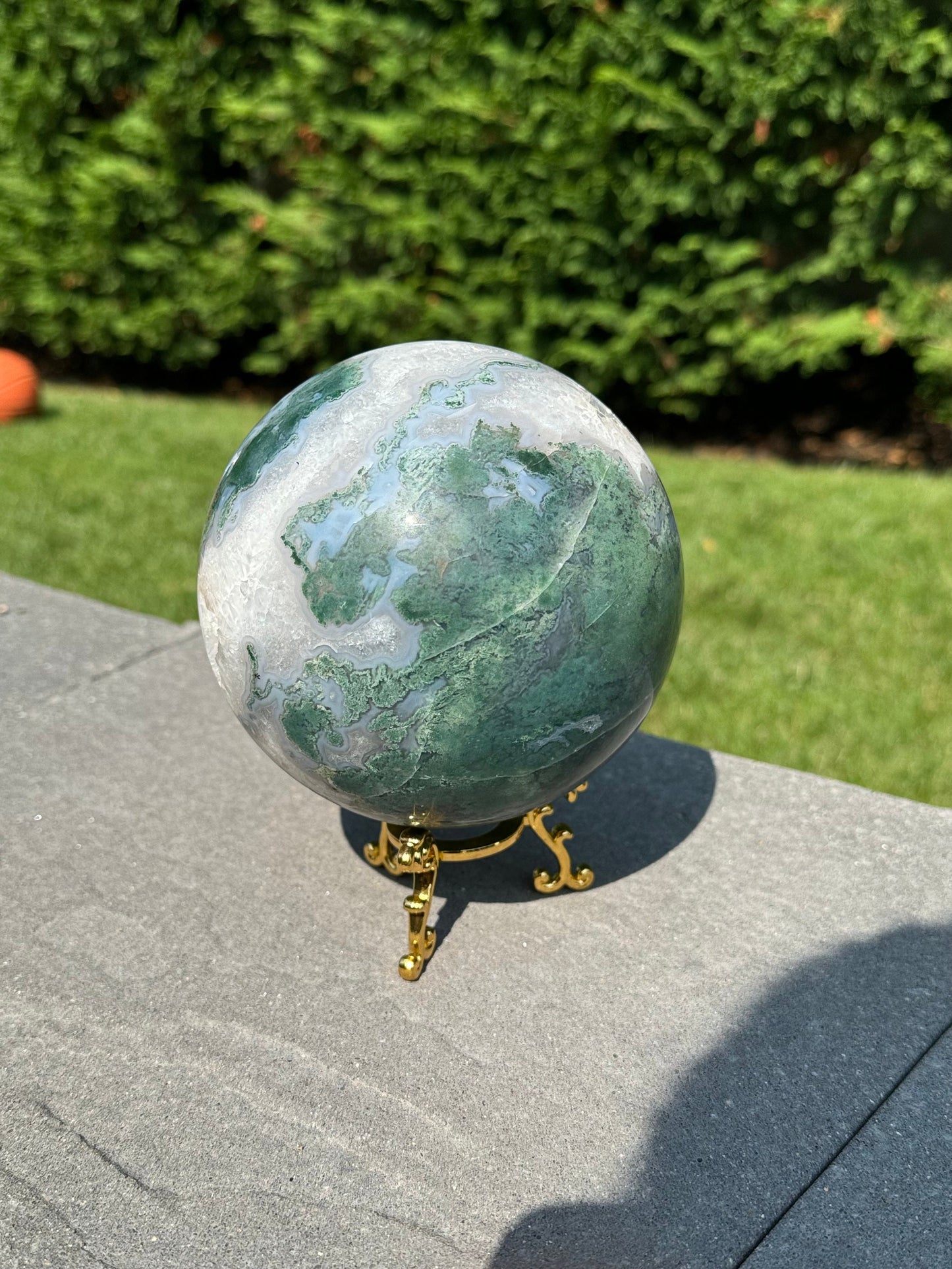 XL Druzy Moss Agate Sphere (118MM)