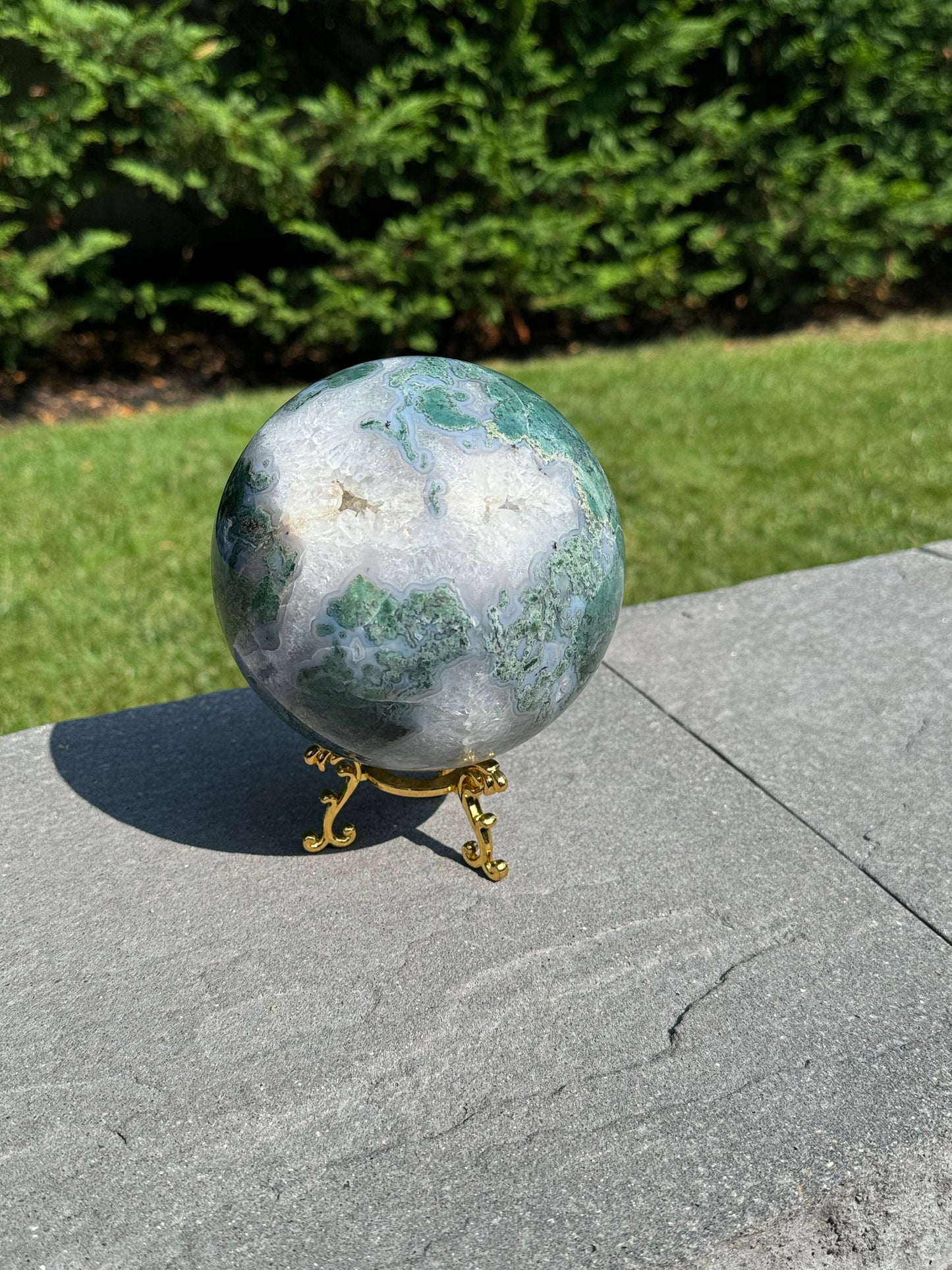 XL Druzy Moss Agate Sphere (118MM)