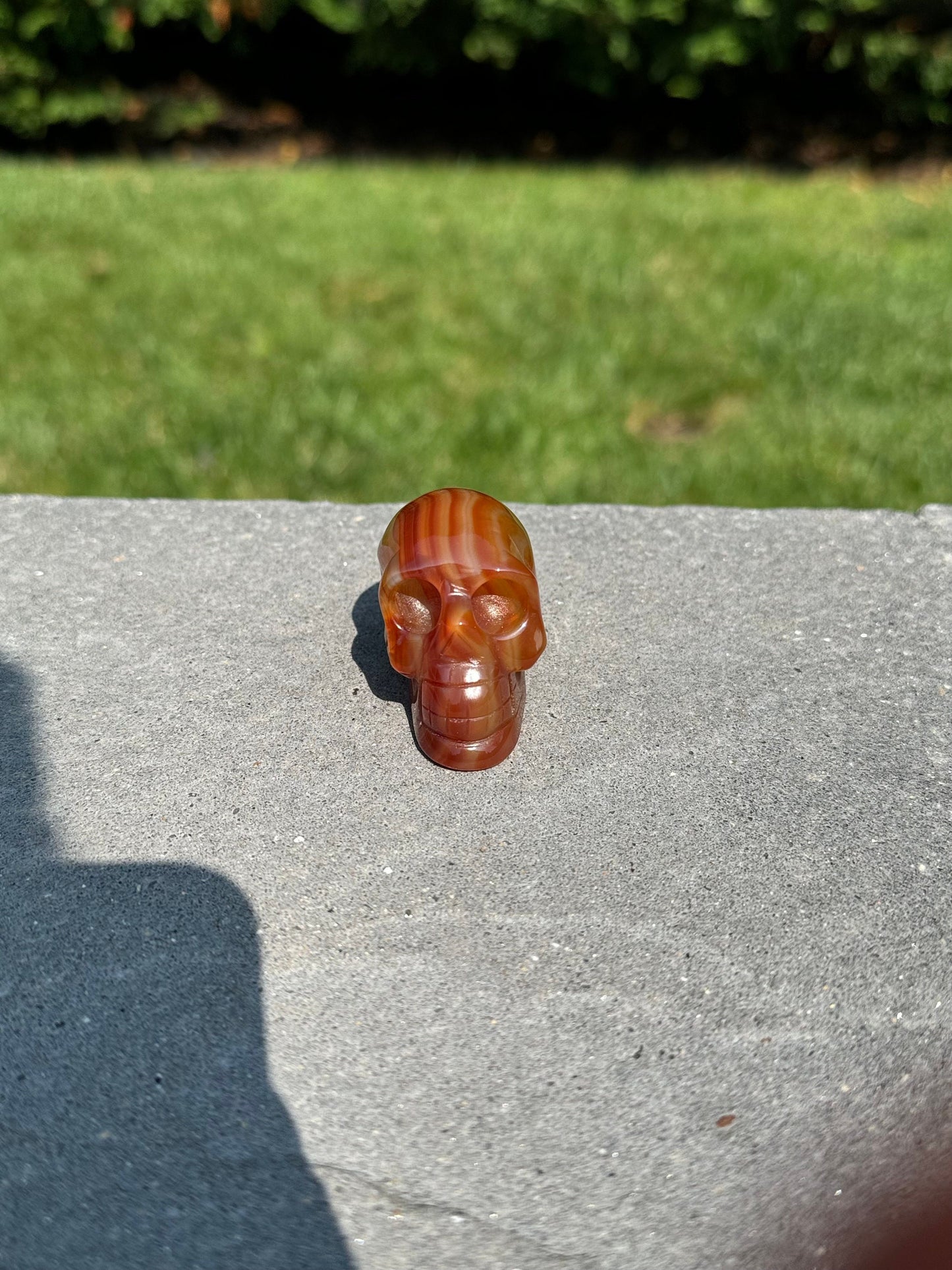 Banded Carnelian Skull Carving