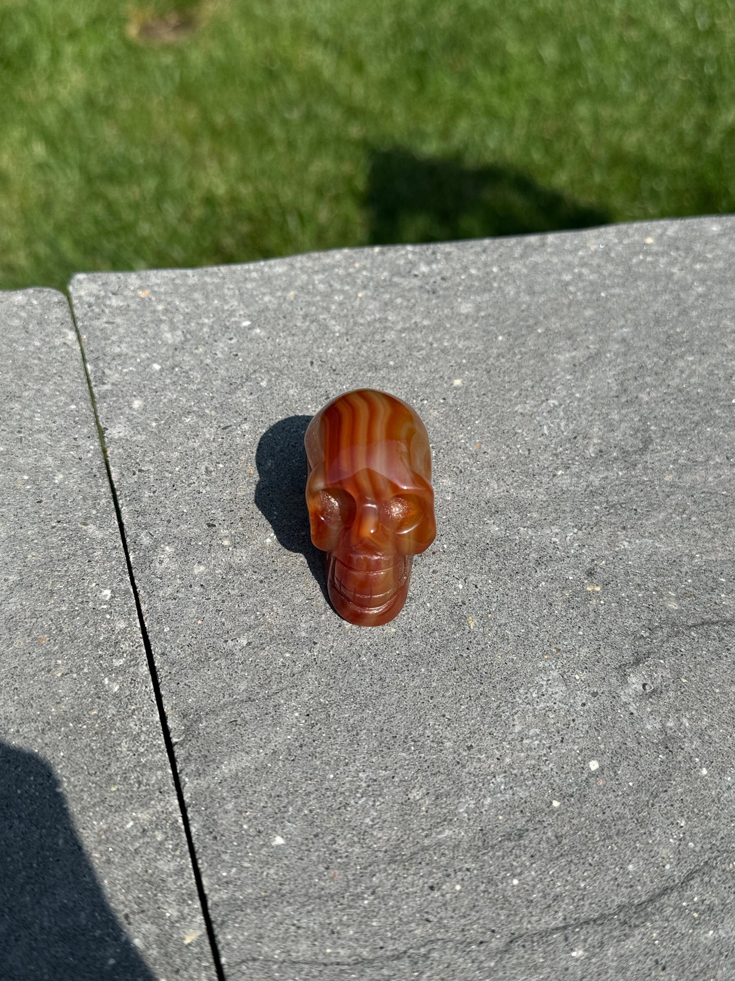 Banded Carnelian Skull Carving