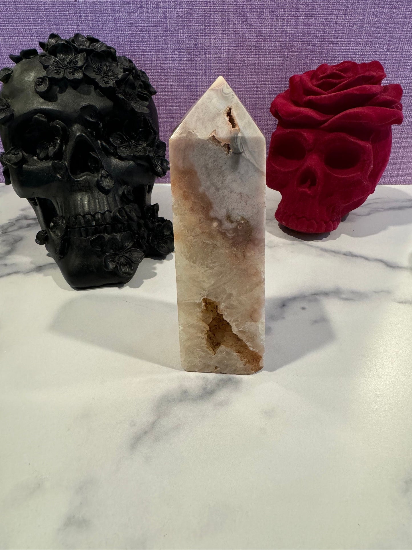 Druzy Pink Amethyst & Flower Agate Tower