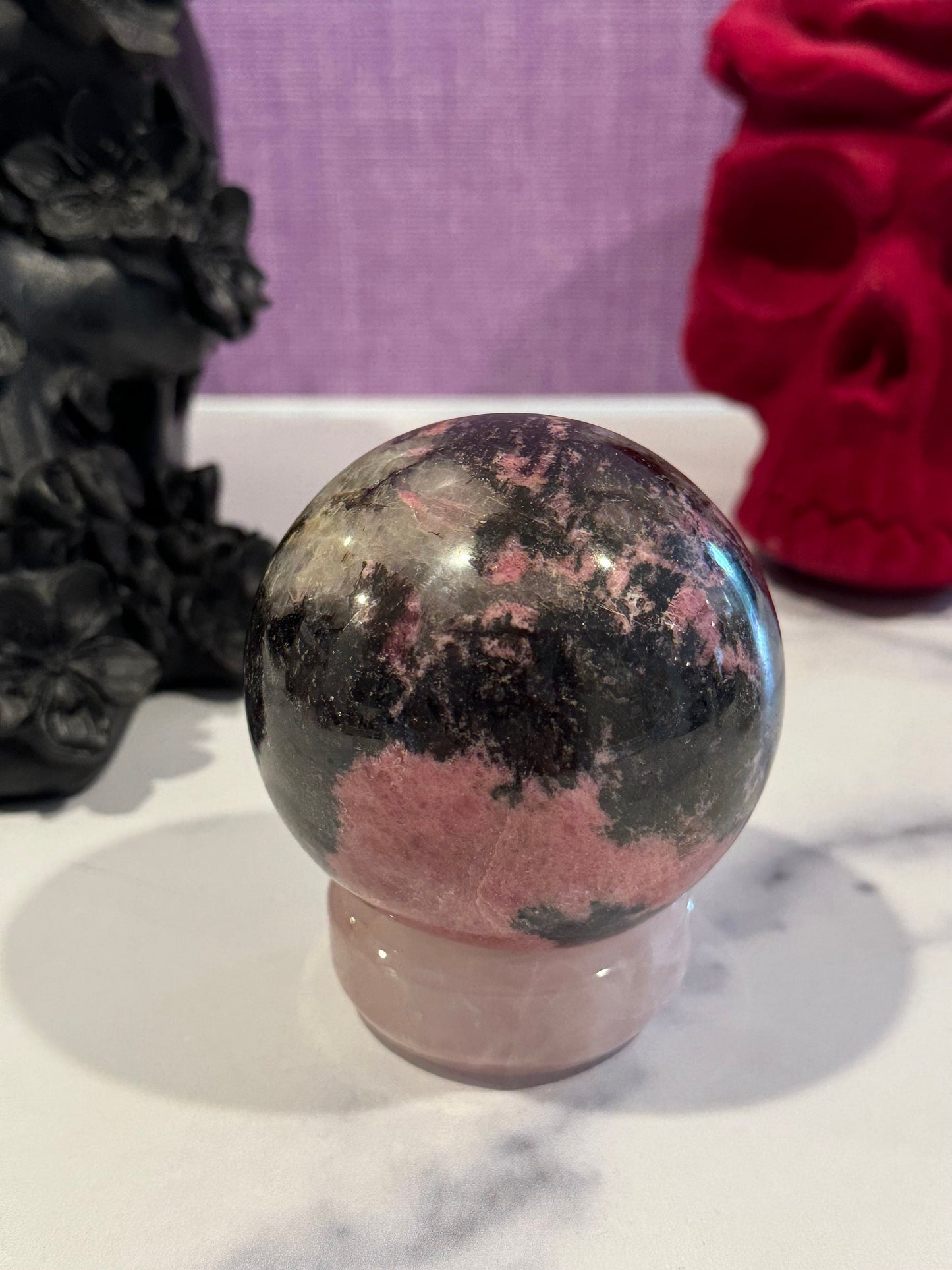 Madagascar Sunset Rhodonite Sphere (72MM)