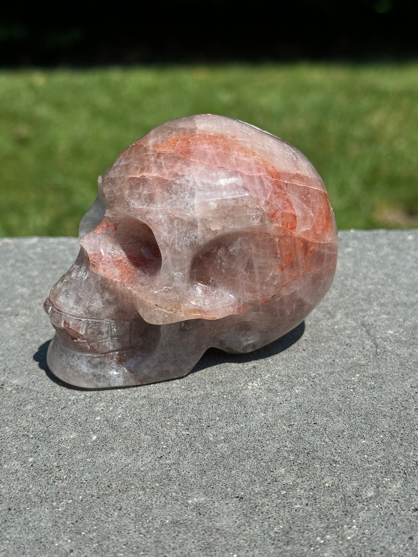 Fire Quartz Skull Carving (3.42")