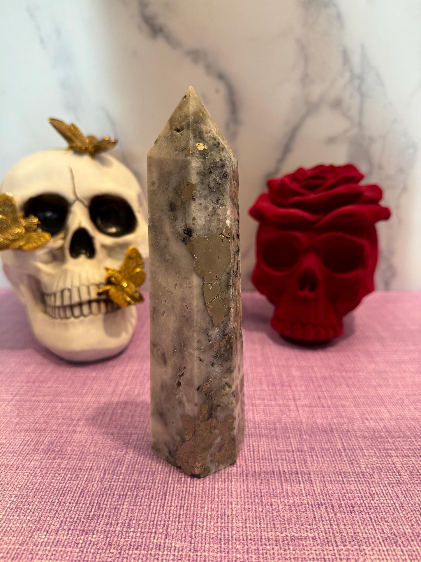 XL Quartz & Pyrite Tower (8")