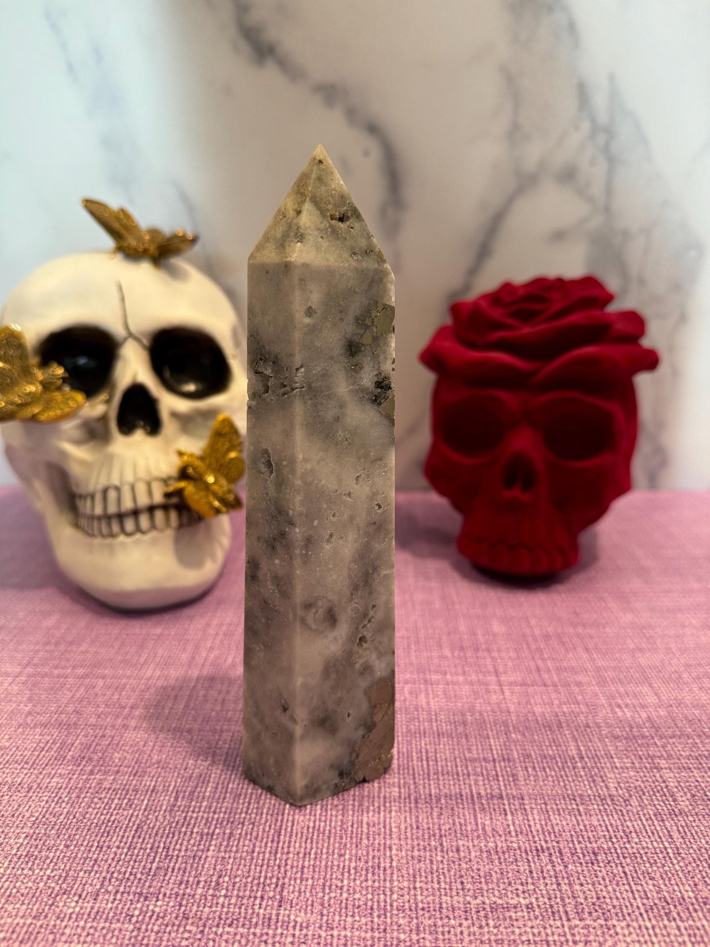 XL Quartz & Pyrite Tower (8")