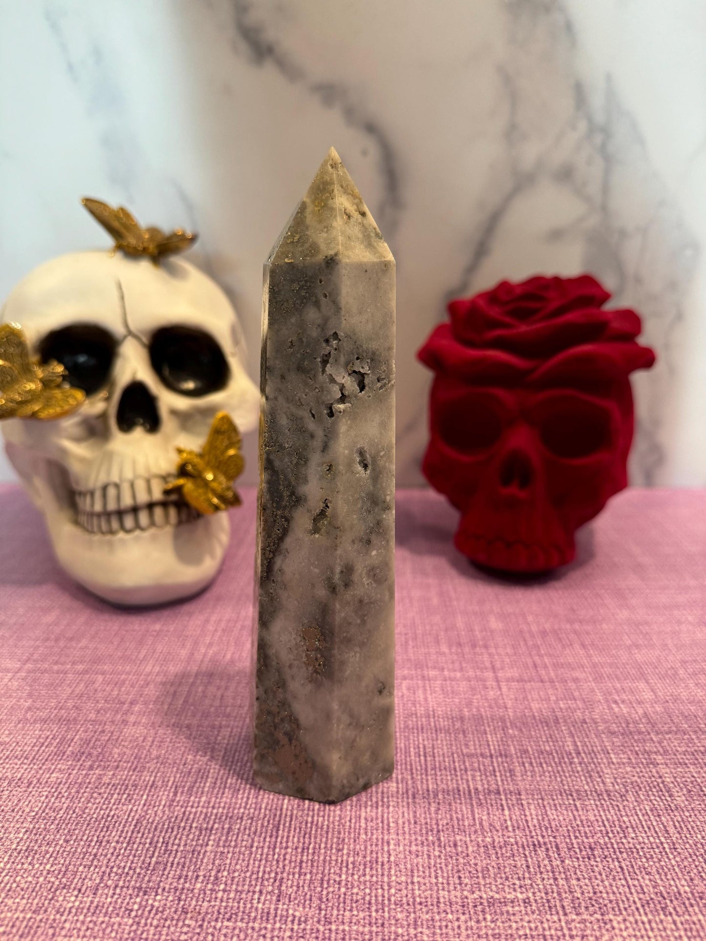 XL Quartz & Pyrite Tower (8")