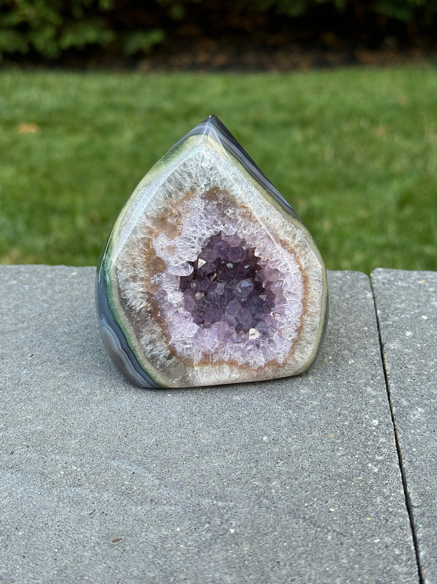 Druzy Banded Agate & Amethyst Flame
