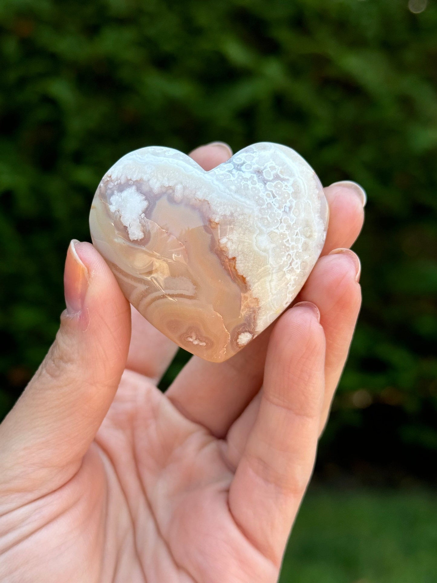 Flower Agate Heart Carving