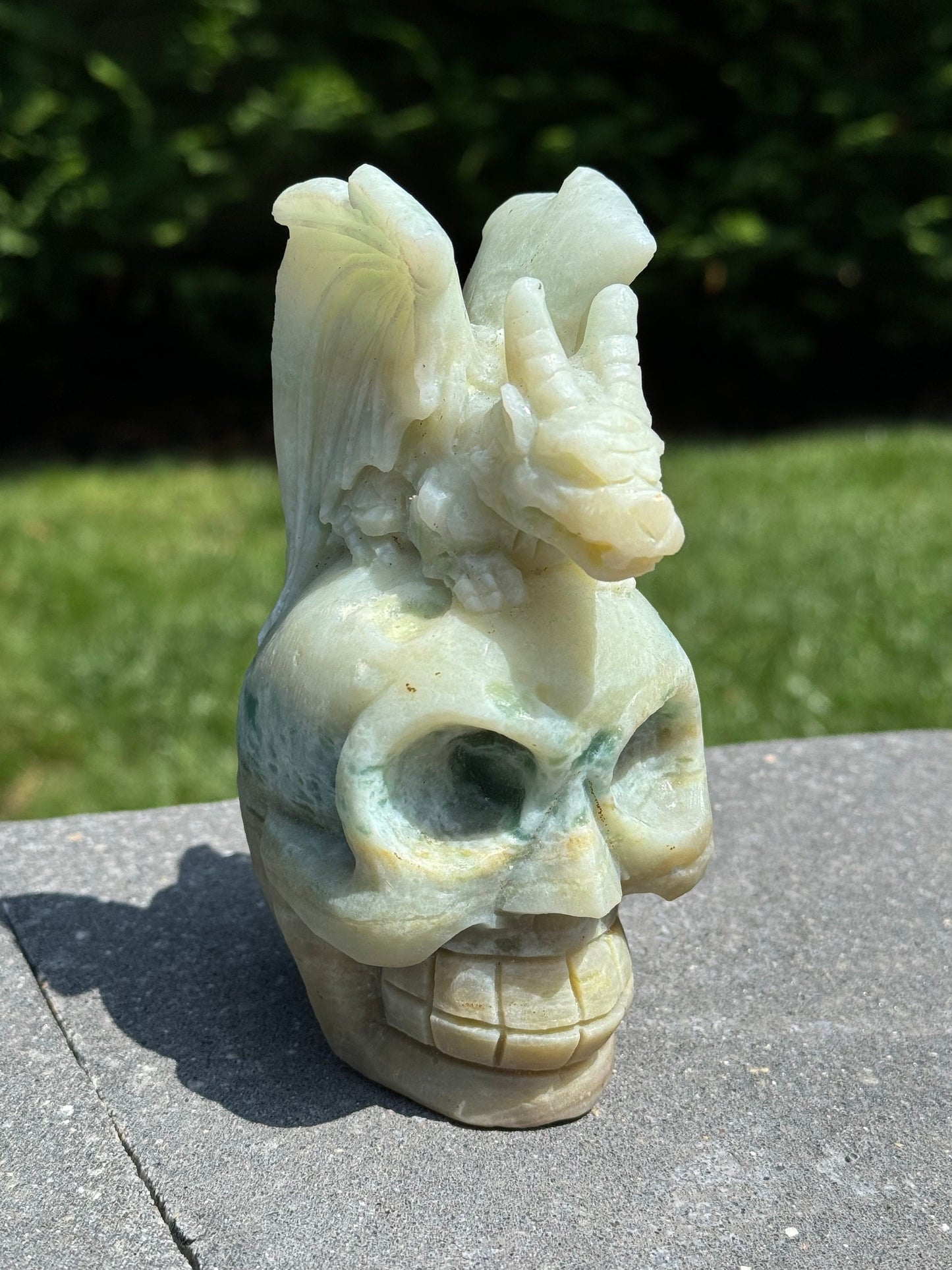 Caribbean Calcite Skull & Dragon Carving
