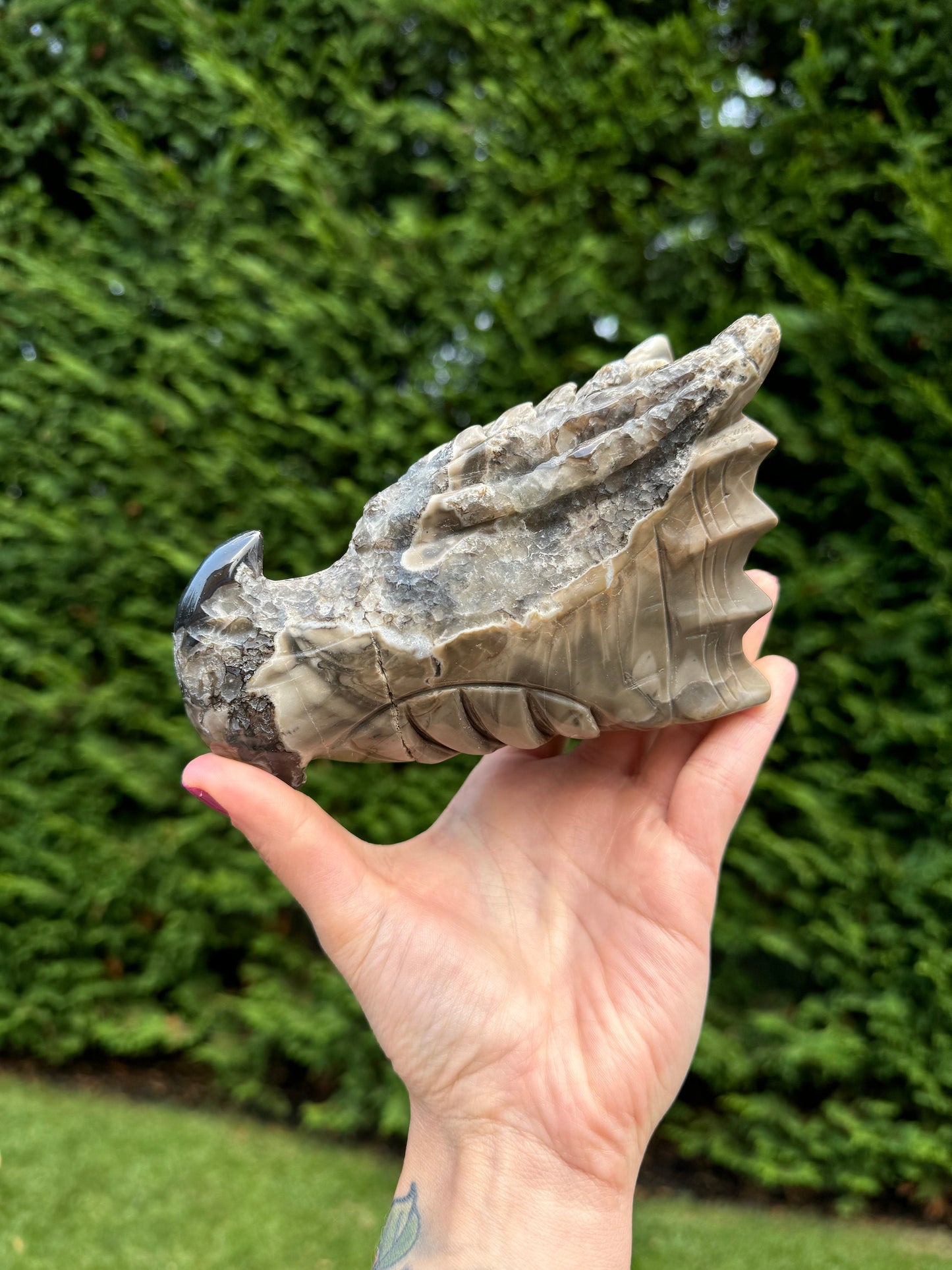 Volcano Agate Dragon Head Carving