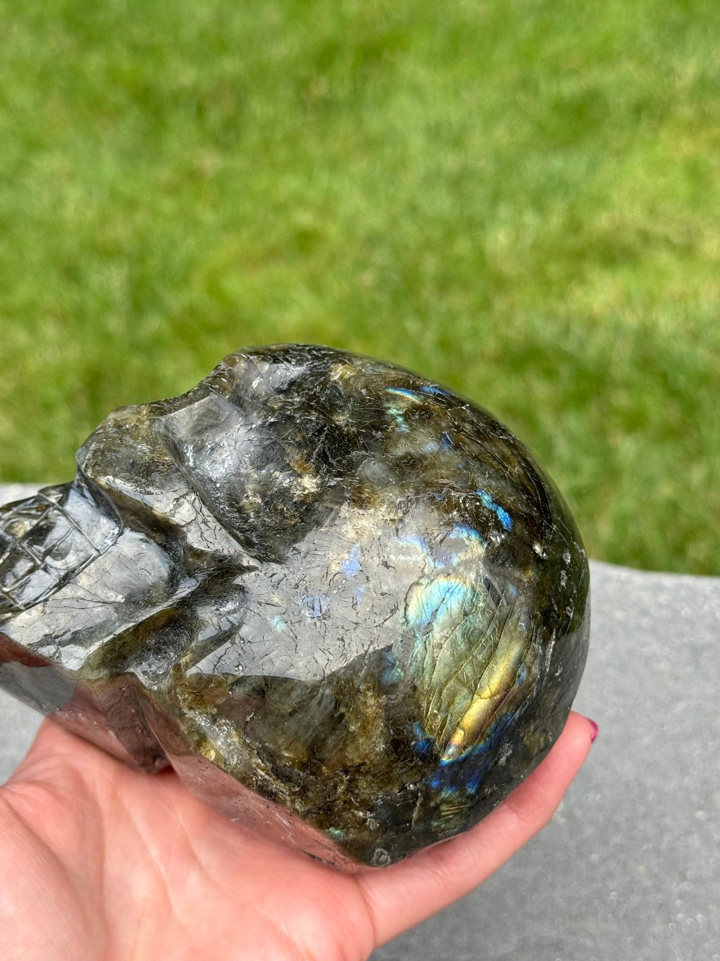 Flashy Labradorite Skull Carving (4.64")
