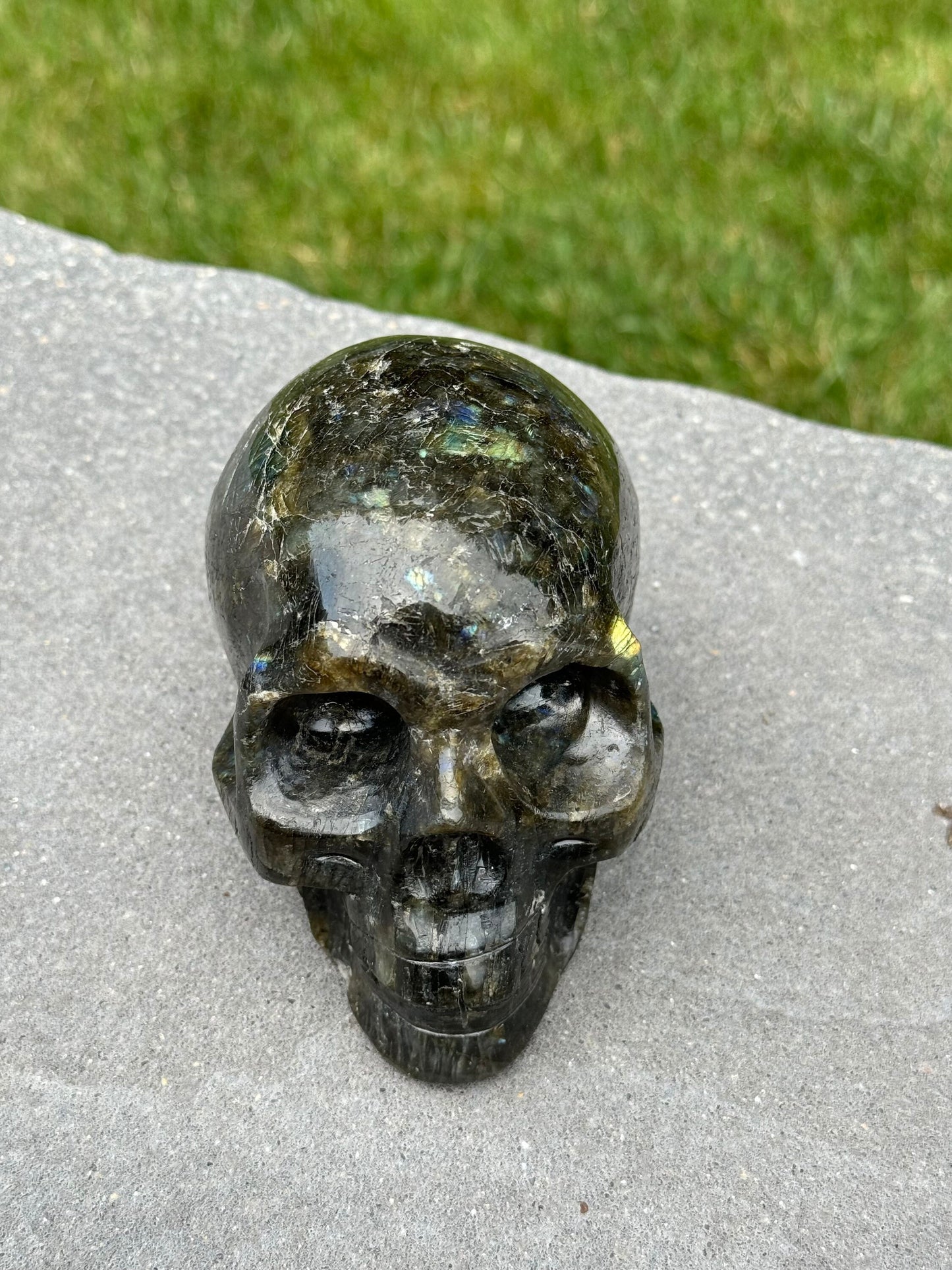 Flashy Labradorite Skull Carving (4.64")