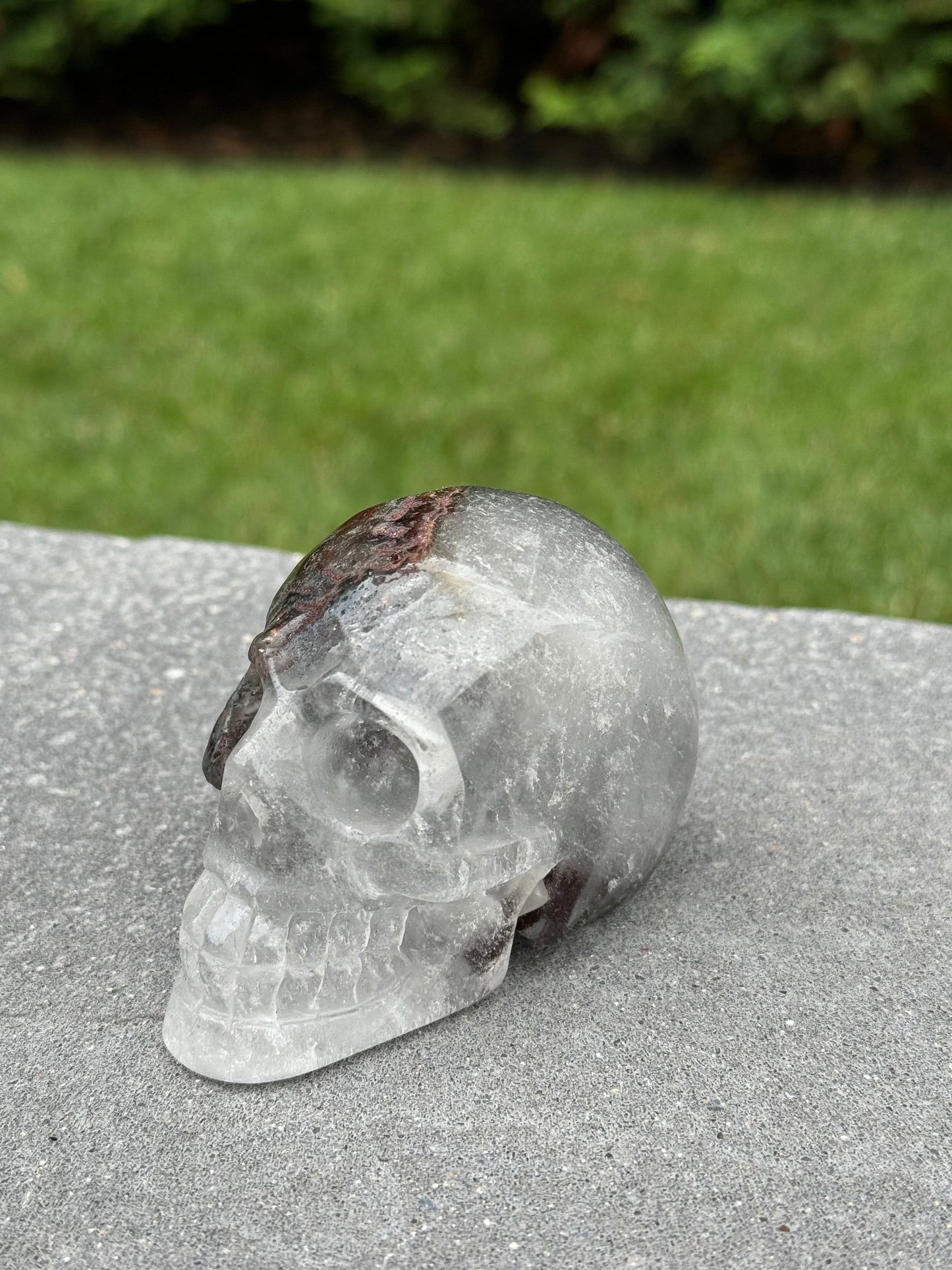 Garden Quartz Skull Carving