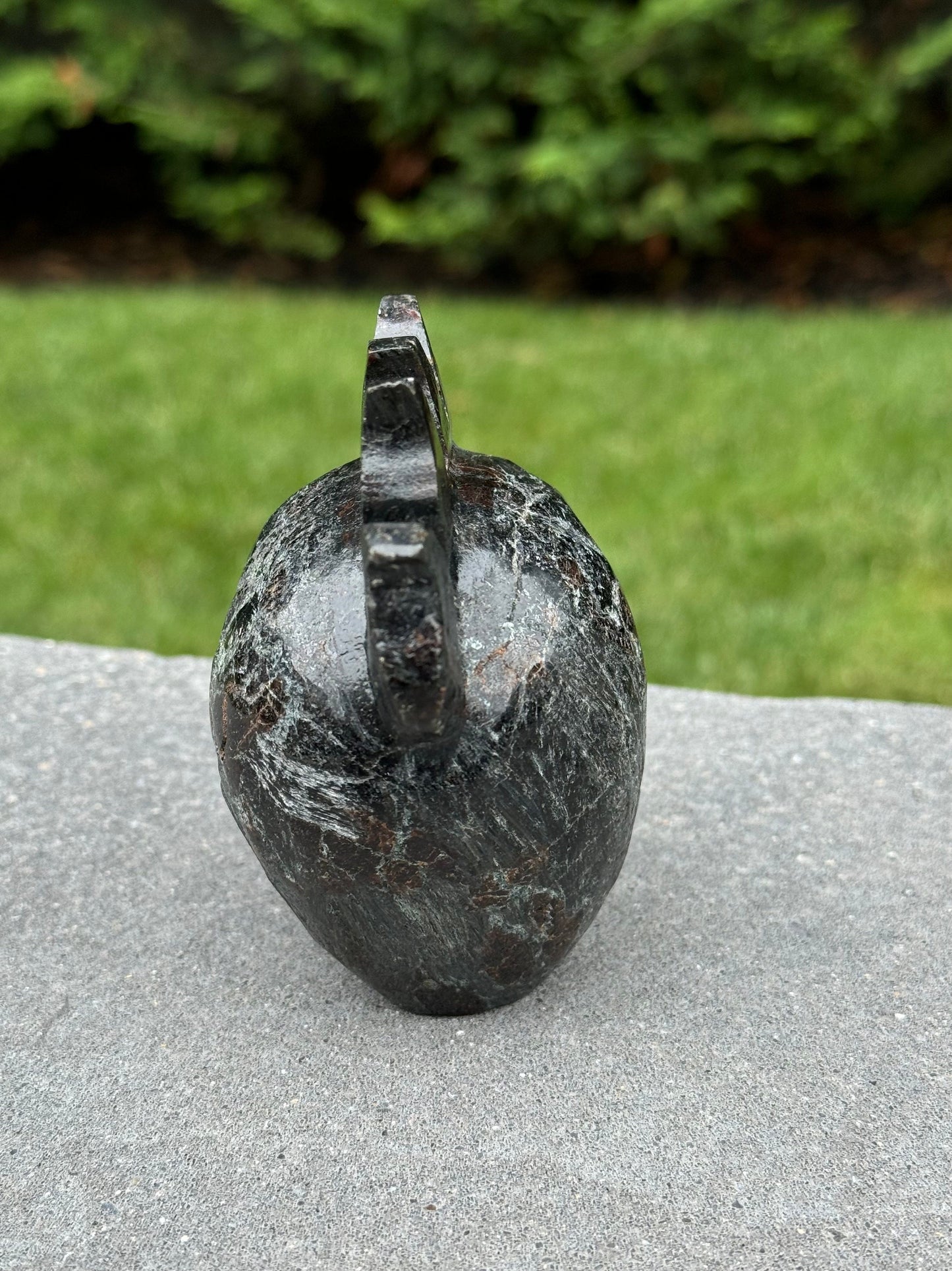 Garnet & Astrophyllite Mohawk Skull Carving (3.45")