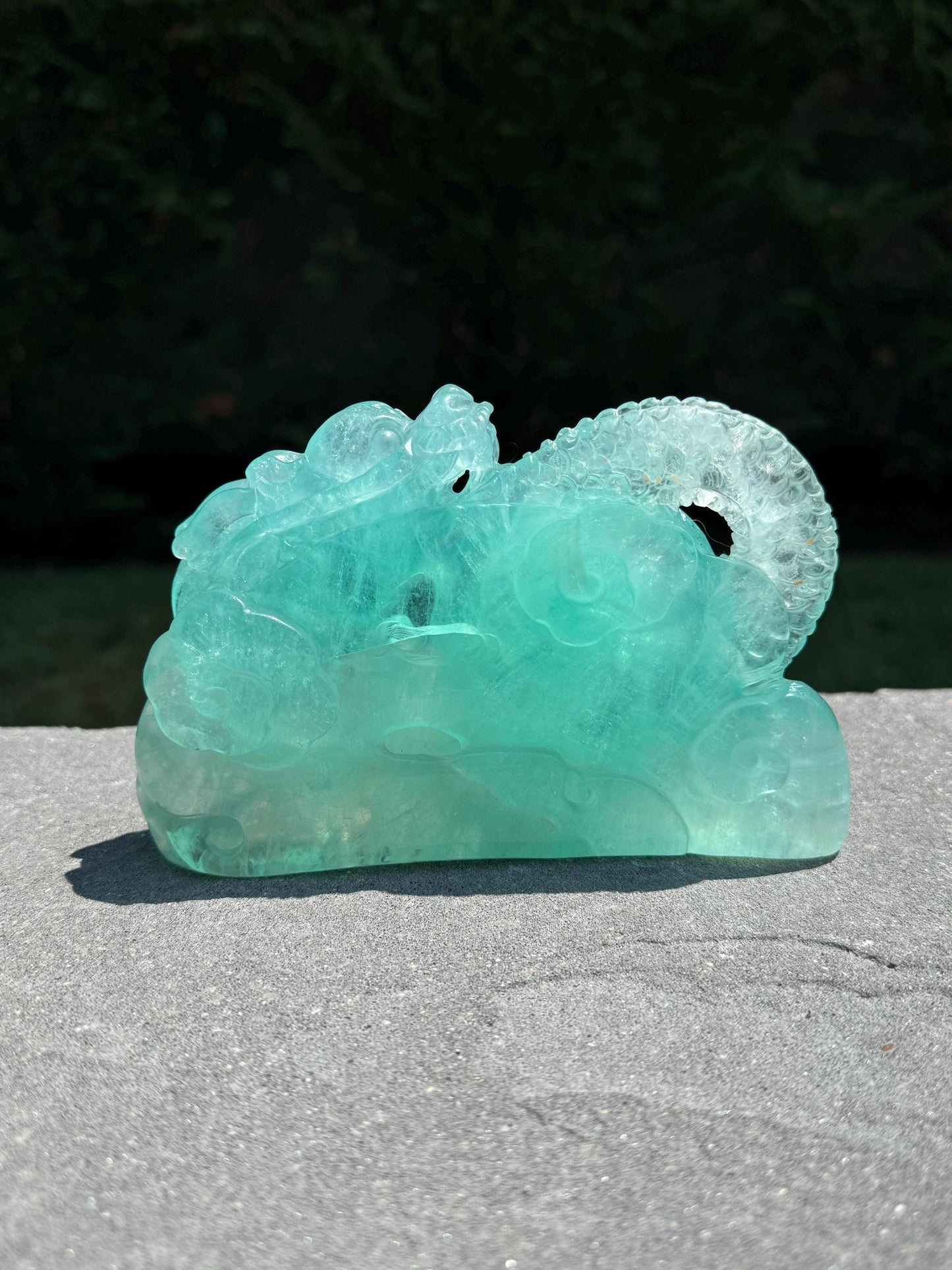 XL Baja Blast Green Fluorite Dragon Carving (2.7lbs)