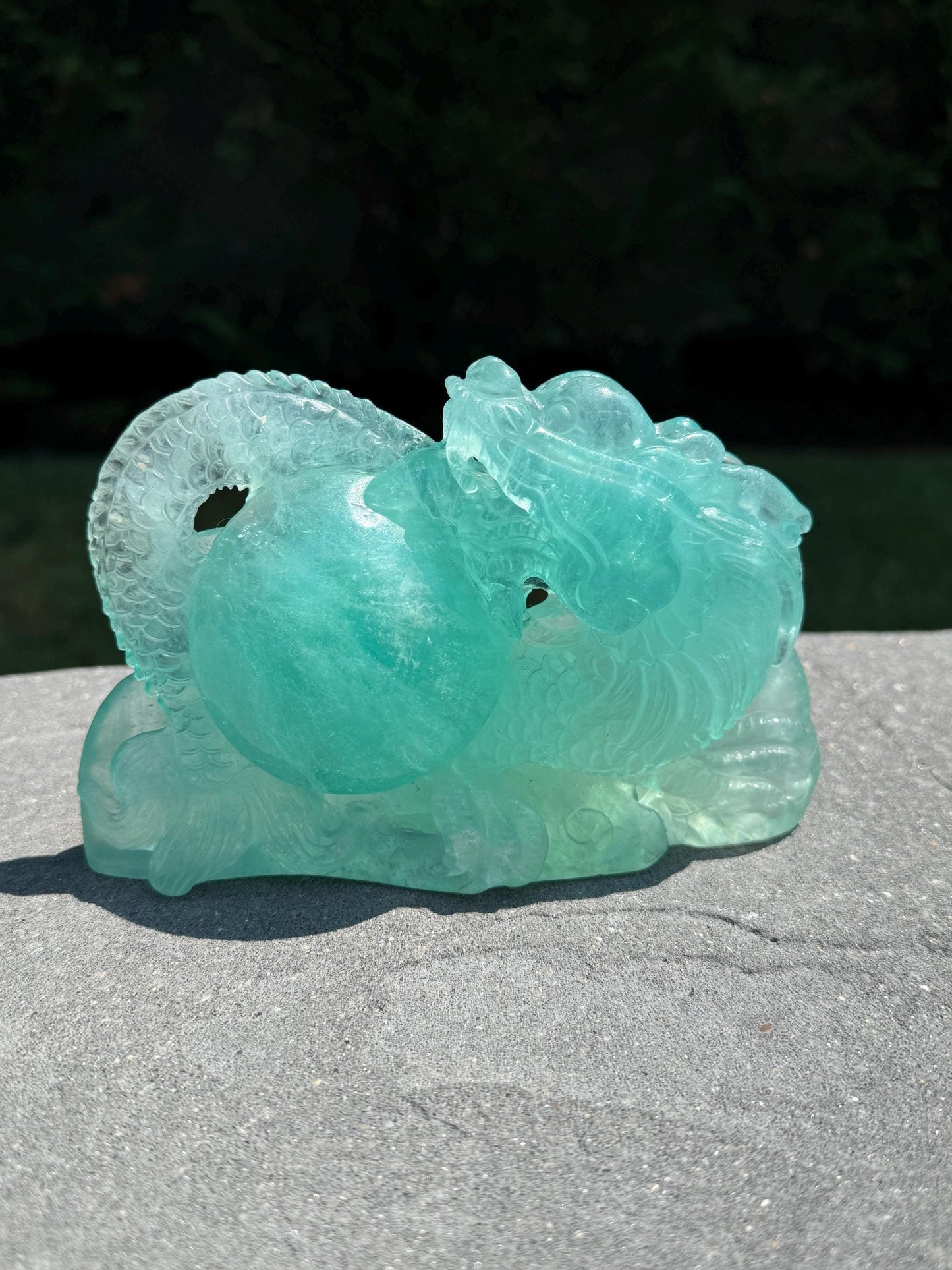 XL Baja Blast Green Fluorite Dragon Carving (2.7lbs)