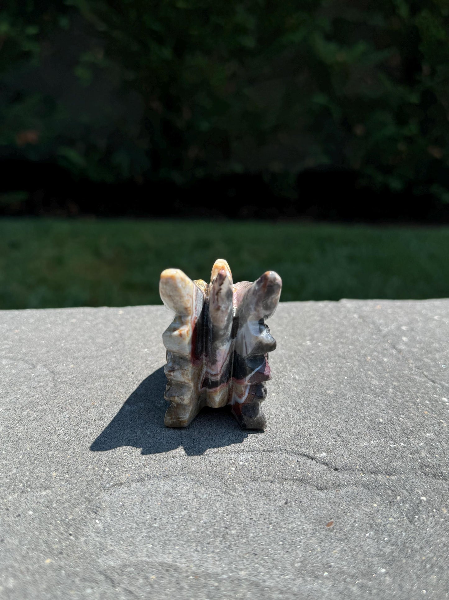 Mexican Crazy Lace Agate Dragon Head Carving